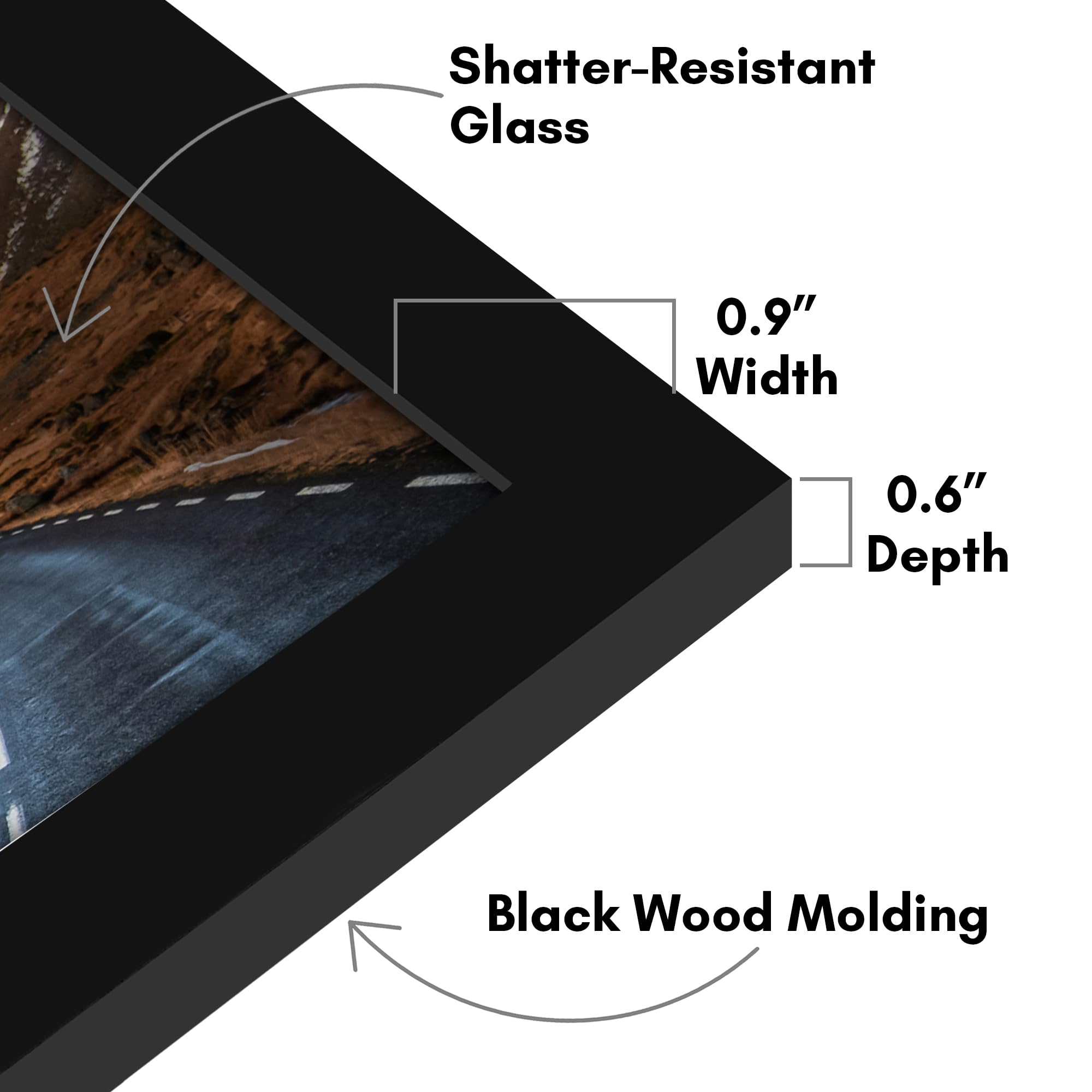 Americanflat 5x15 Picture Frame with Shatter-Resistant Glass - Signature Collection - Gallery-Style Frames Made of Engineered Wo