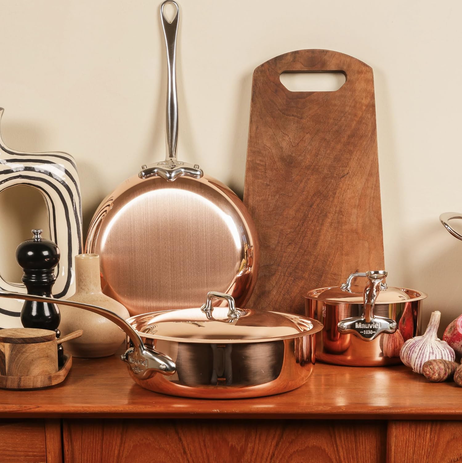 Mauviel M'Heritage 150 S 1.5Mm Polished Copper & Stainless Steel Roasting Pan With Rack, And Cast Stainless Steel Handles, 15.7