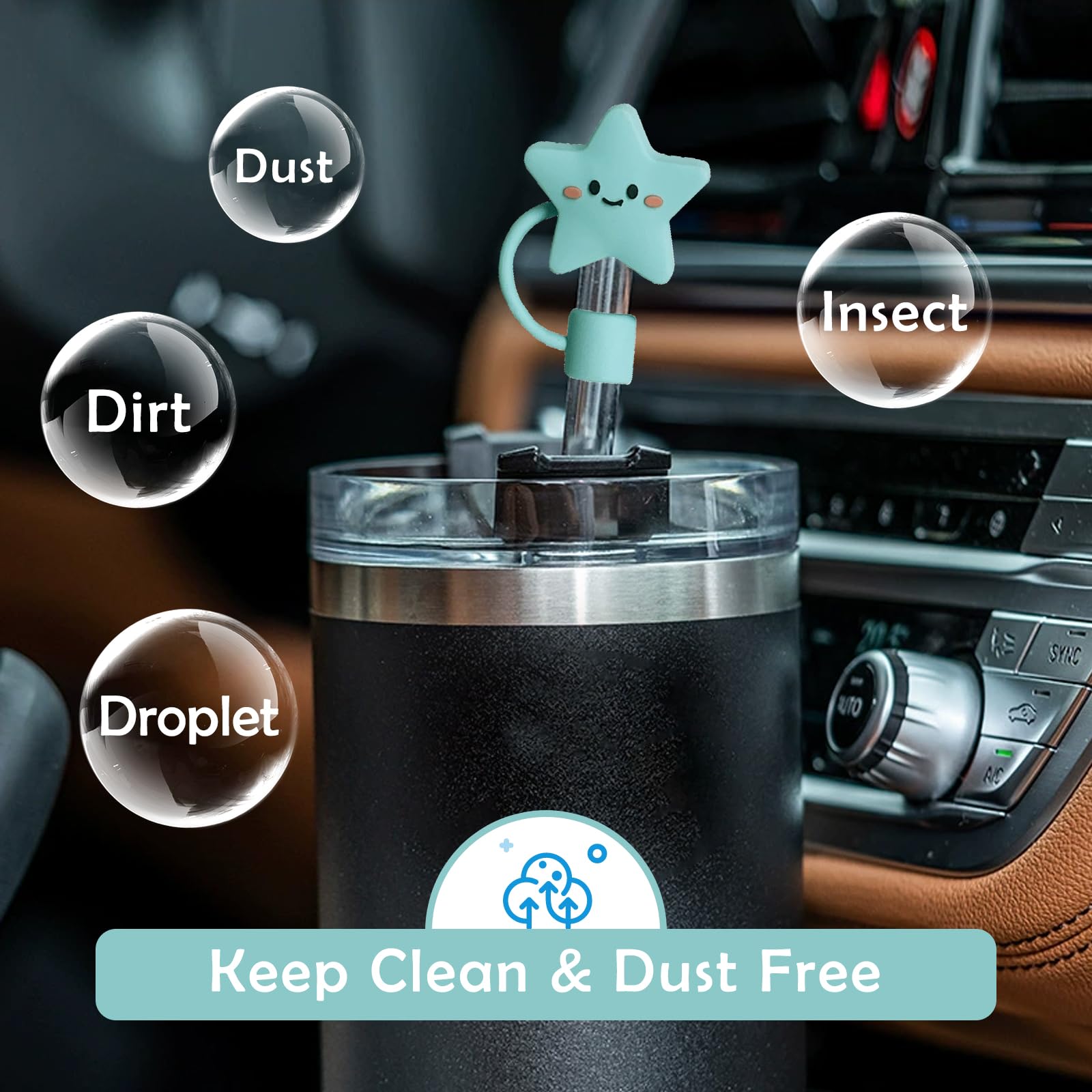 10Pcs 10Mm Straw Covers Cap, Straw Cover Toppers Compatible With Stanley 30&40 Oz Tumbler With Handle, Reusable Silicone Straw T