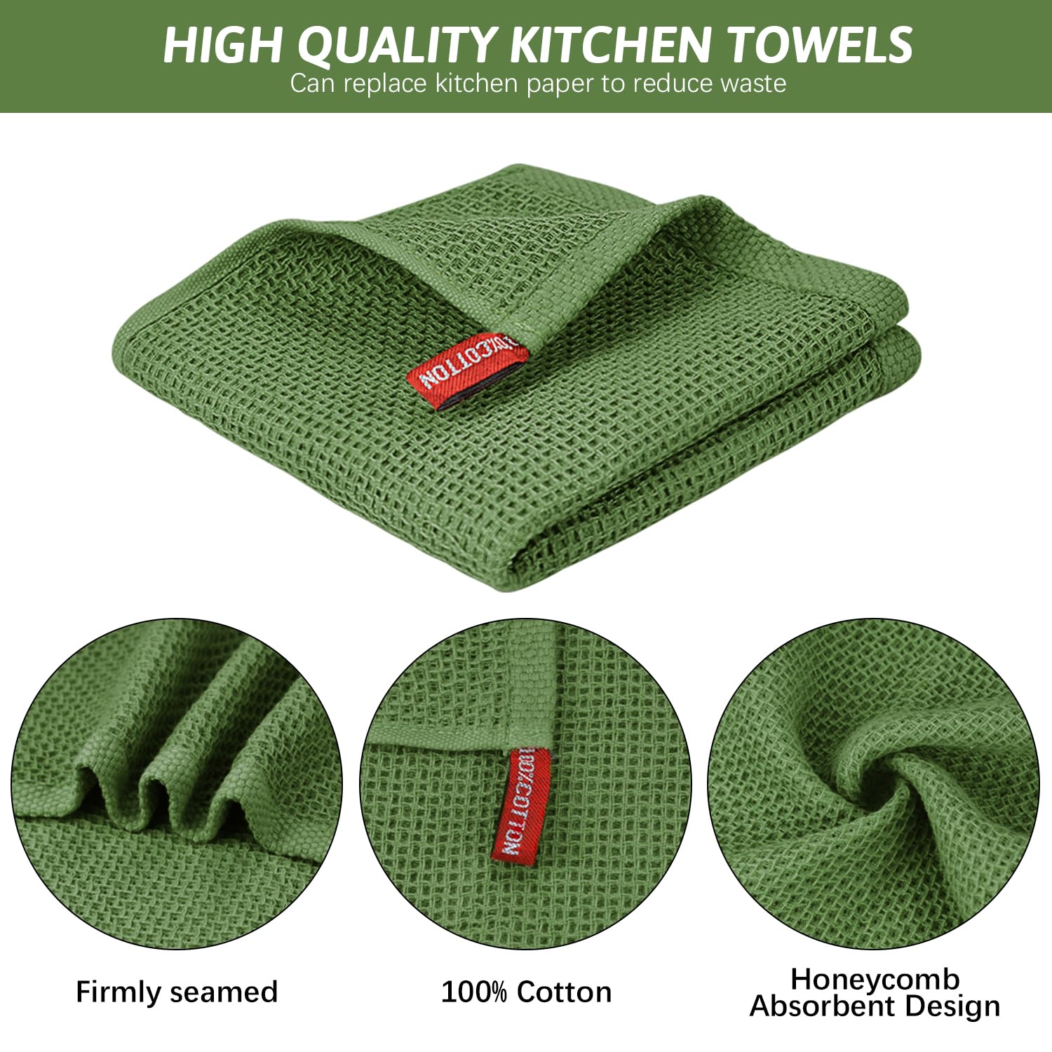 Nialnant 6 Pack Kitchen Dish Towels,100% Cotton Dish Rags For Washing Dishes,Super Soft Absorbent Cleaning Rags,Christmas Gifts-