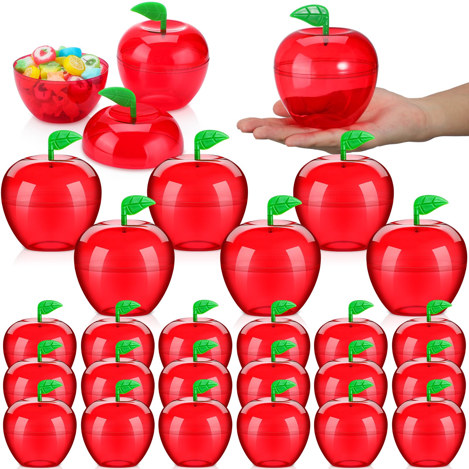 Tanlade Plastic Apple Container Valentine Apple Container Teacher Gifts Bulk Back To School Candy Holder Snow Party Apple Decora