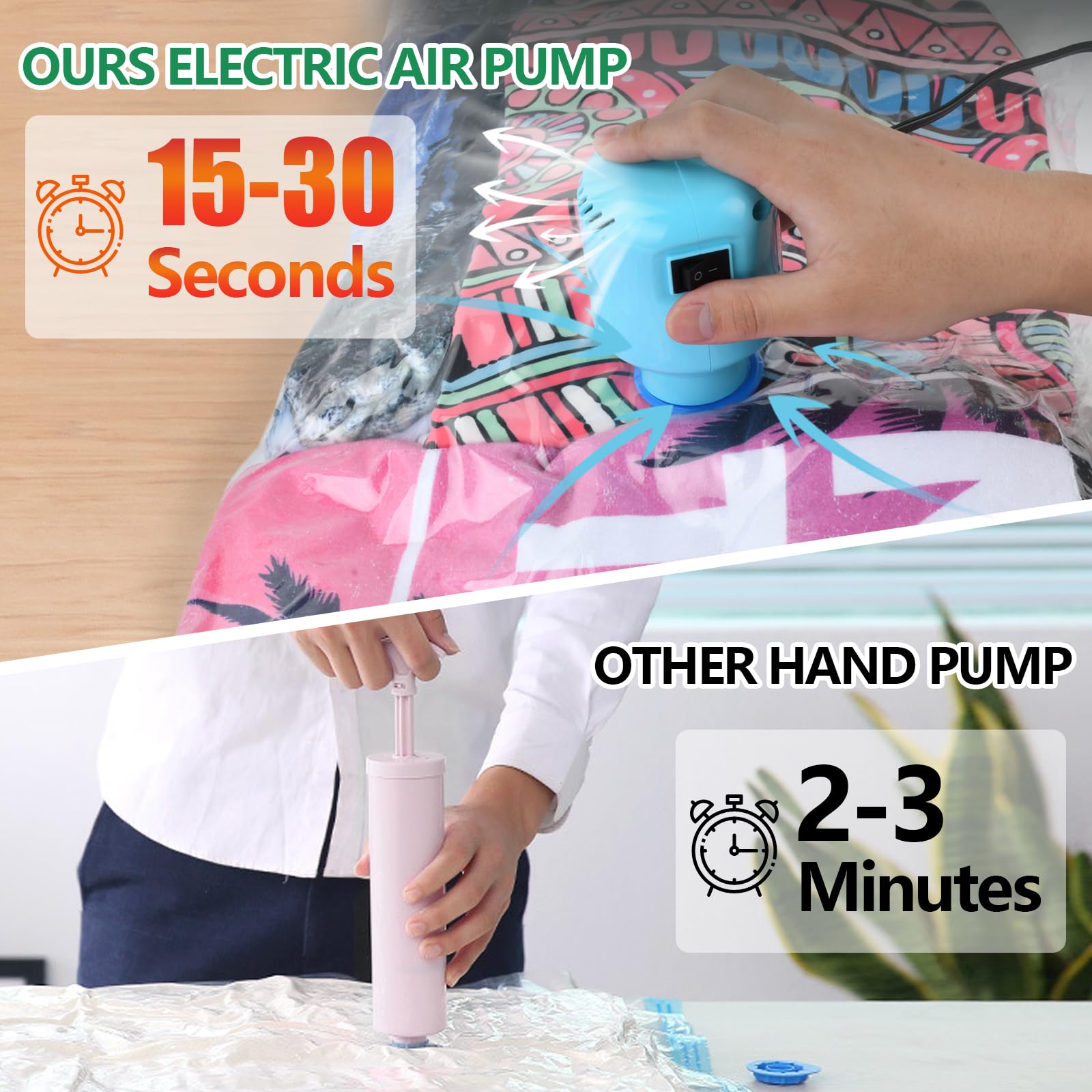 Zpp Vacuum Storage Bags With Electric Pump, 20 Pack (4 Jumbo, 4 Large, 4 Medium, 4 Small, 4 Roll Up Bags) Vacuum Seal Bags For C