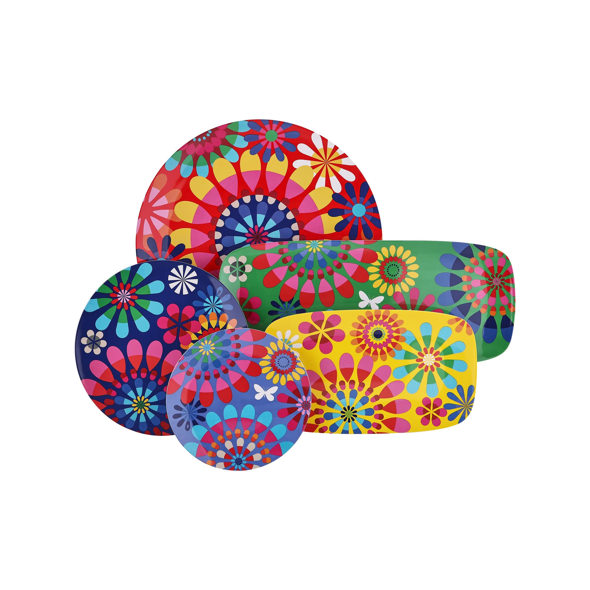 French Bull Plates - 4 Piece Set - 9 inch Melamine Salad Plates Set of 4 - Melamine Dinnerware for Indoor and Outdoor - Festival