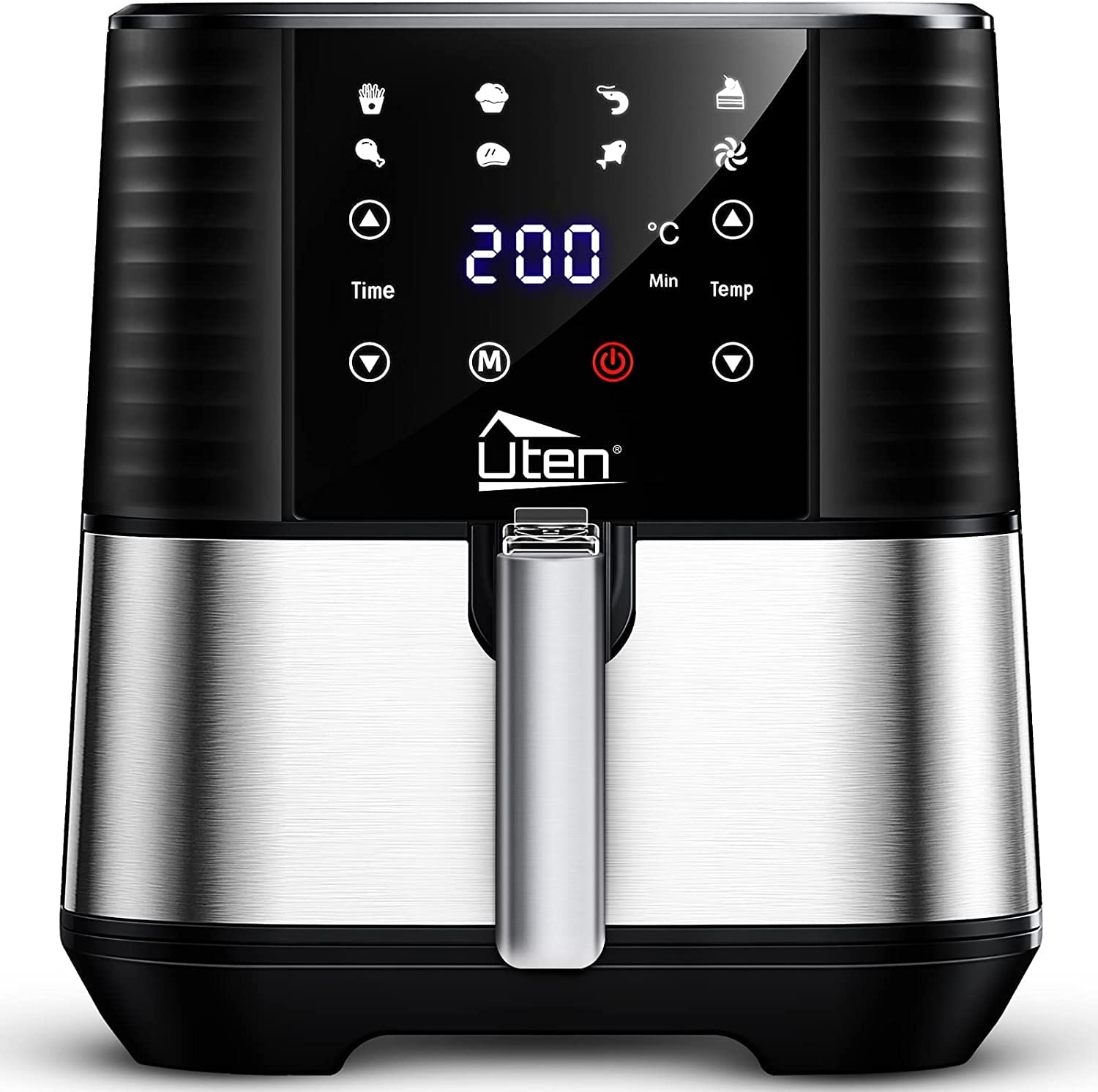 5.5L Air Fryer, Electric Oilless Cooker With Led Digital Touchscreen, 7 In 1 Uten Hot Oven Cooker, 6 Quart Large Stainless Steel