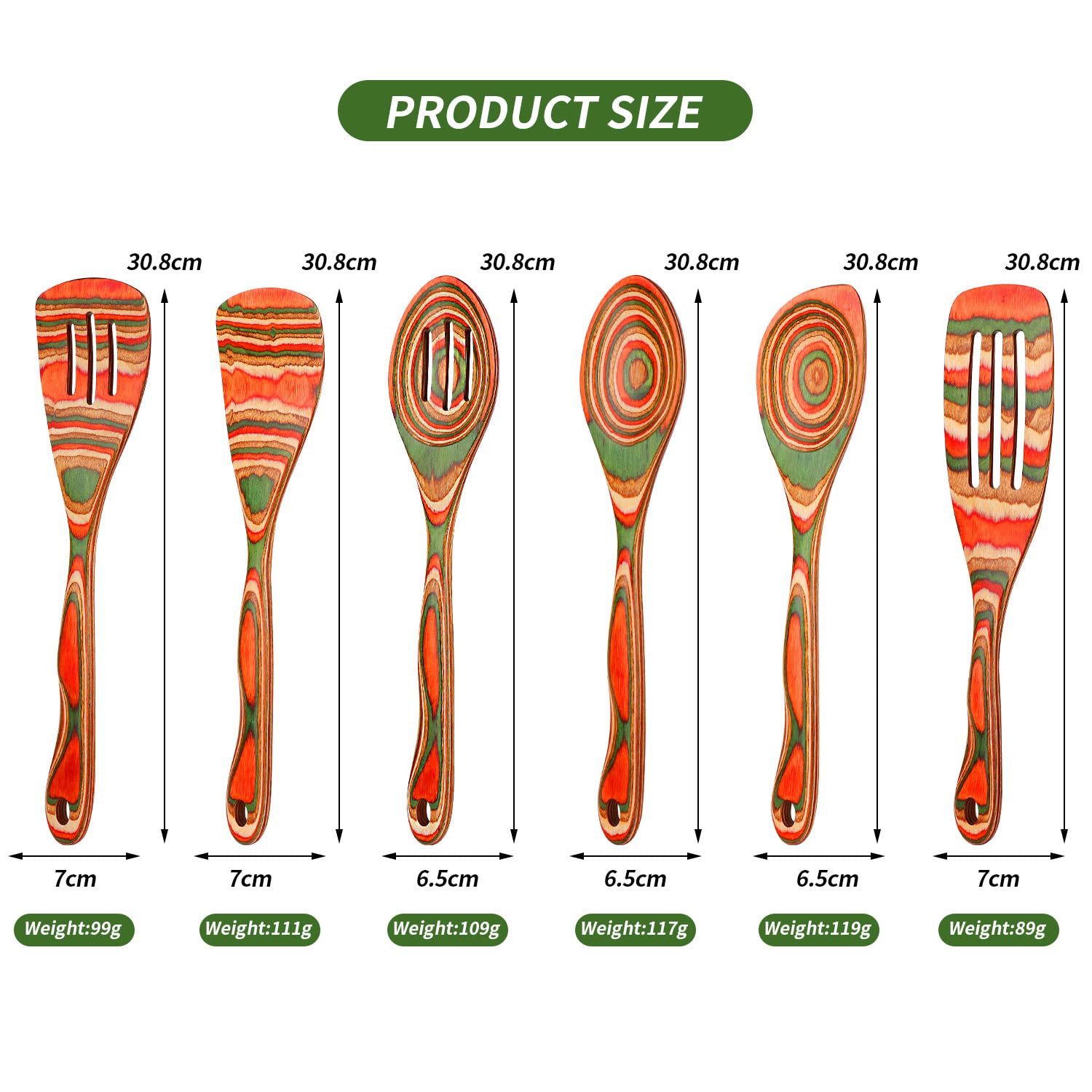 Wooden Spoons For Cooking, Wosponfan Kitchen Utensils Set, Pakkawood Kitchen Cooking Utensils Set, Apartment Essentials Wood Ser