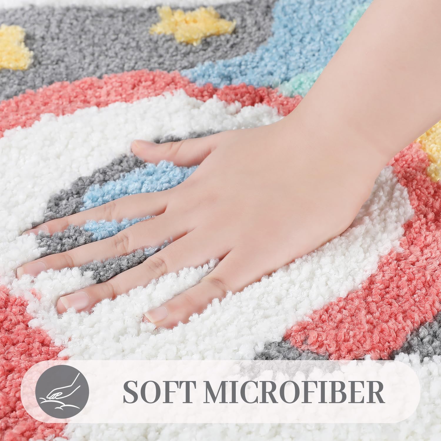 Tyrafry Cute Toilet Rug U Shaped, Microfiber Bathroom Toilet Rugs Non Slip Bath Mat Toliet Rug Machine Washable Absorbent Bathro