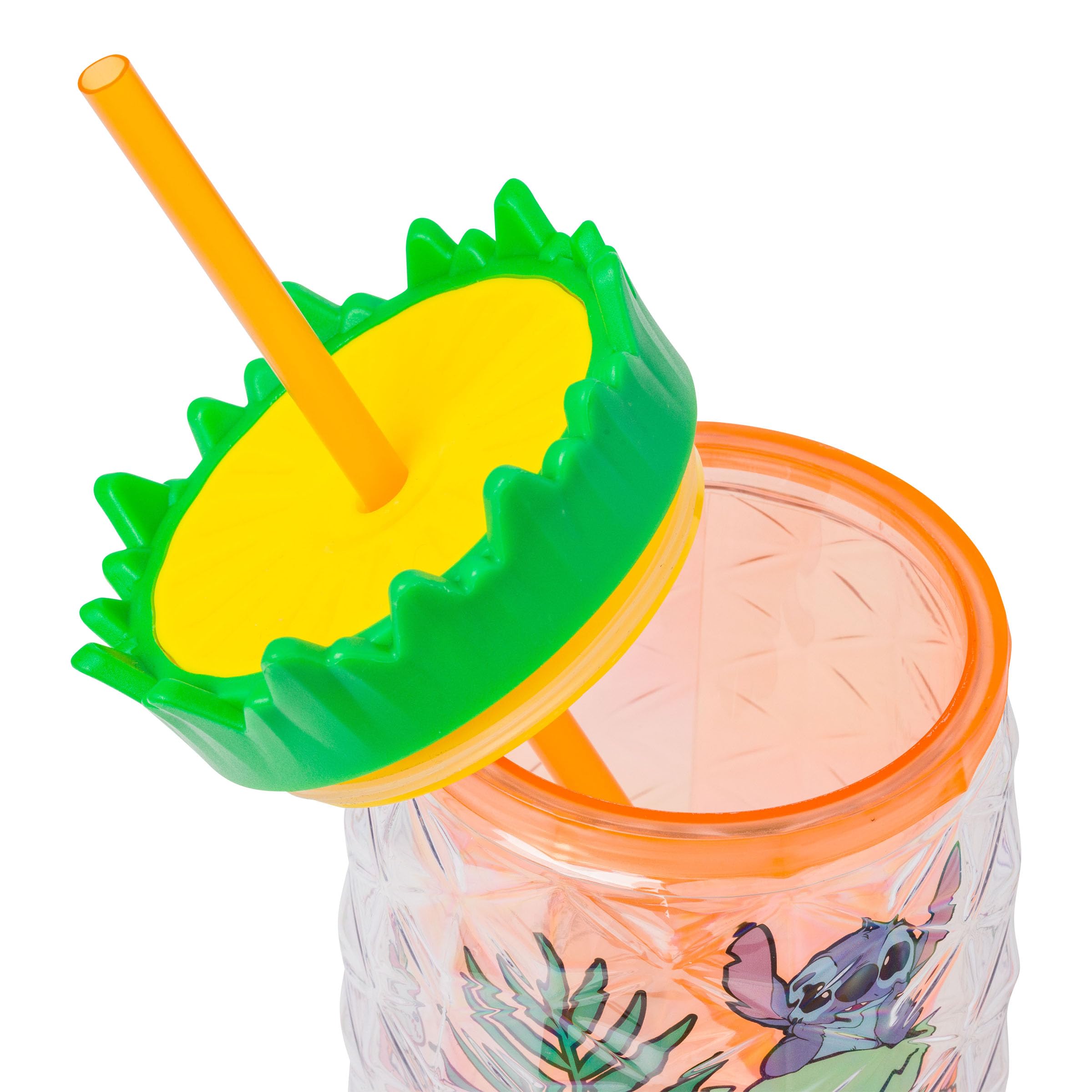 Silver Buffalo Disney Lilo And Stitch Greetings From Hawaii Featuring Scrump Pineapple Shaped Double Wall Tumbler, 16 Ounces