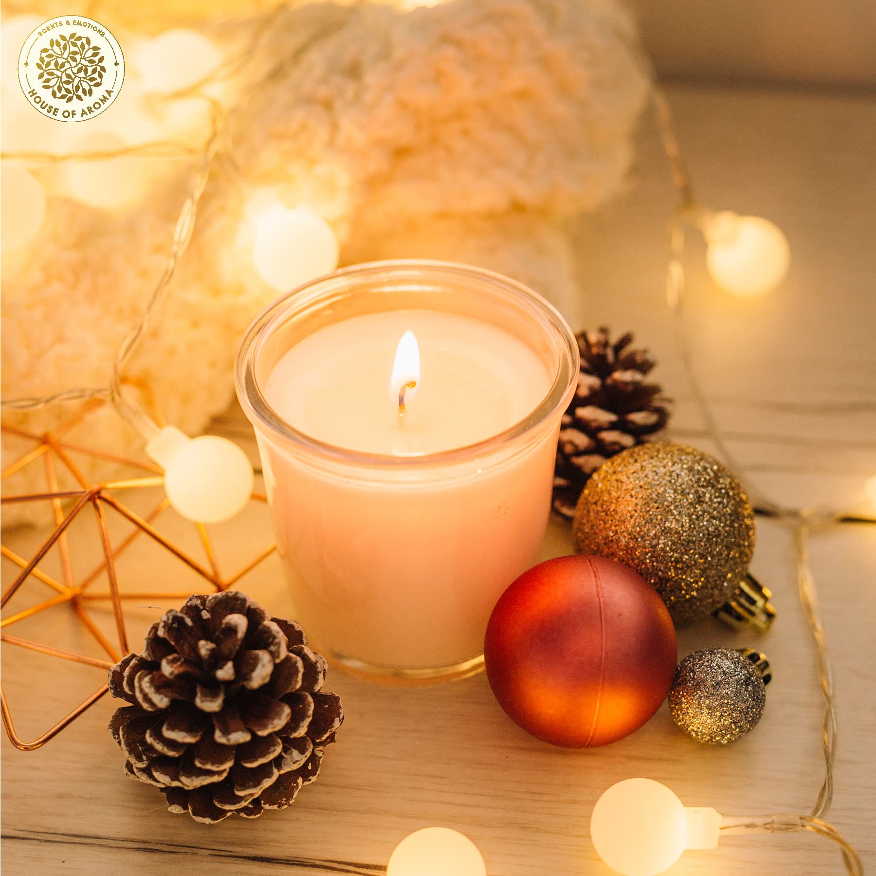 House of Aroma Orange Cassis Scented Glass Candle Made of Beeswax, Paraffin Wax & Aromatic Oils, Burns Up to 10-12 Hours| Fragra