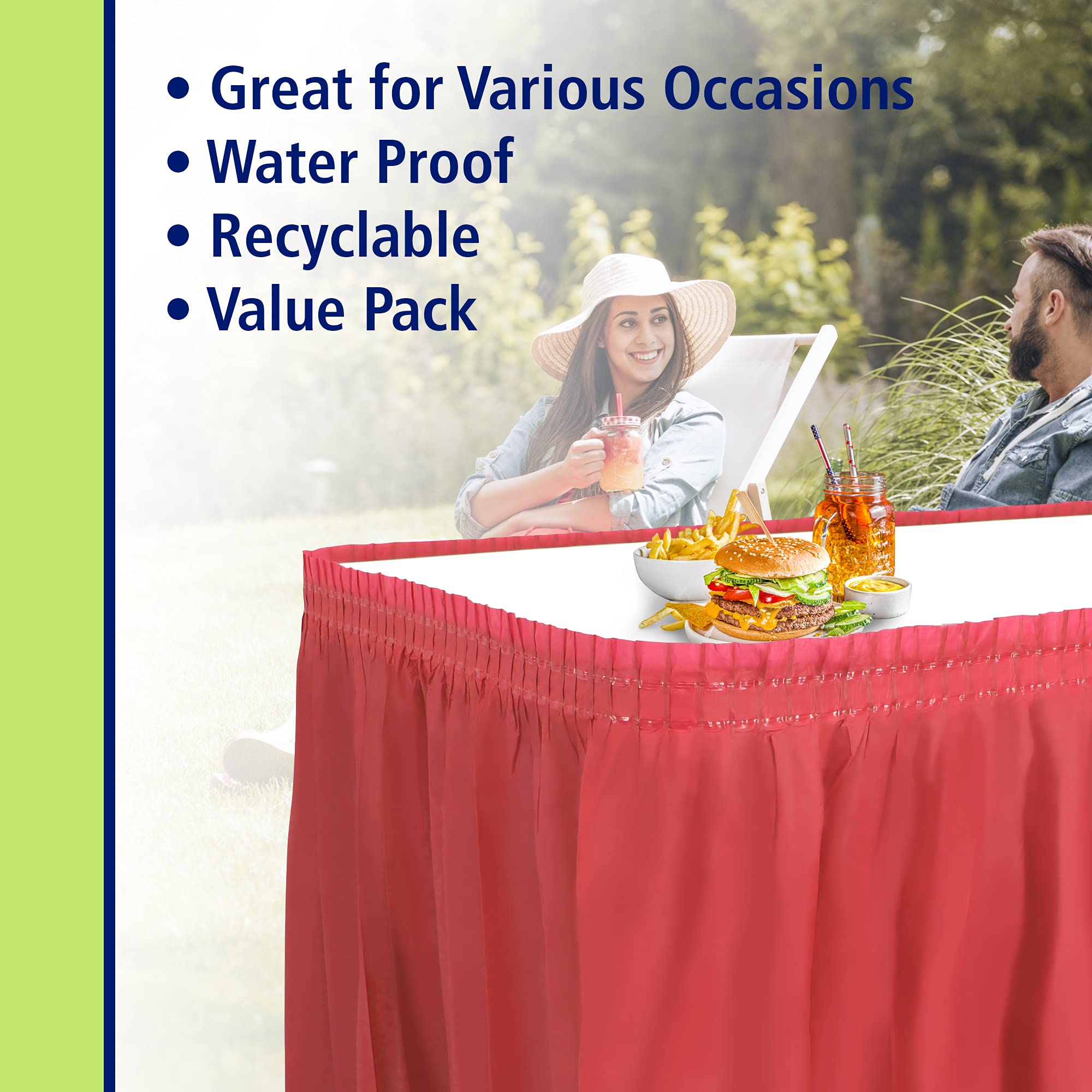 Party Dimensions Plastic Table Skirt, 29-Inches By 14-Feet - Red - 1 Pack