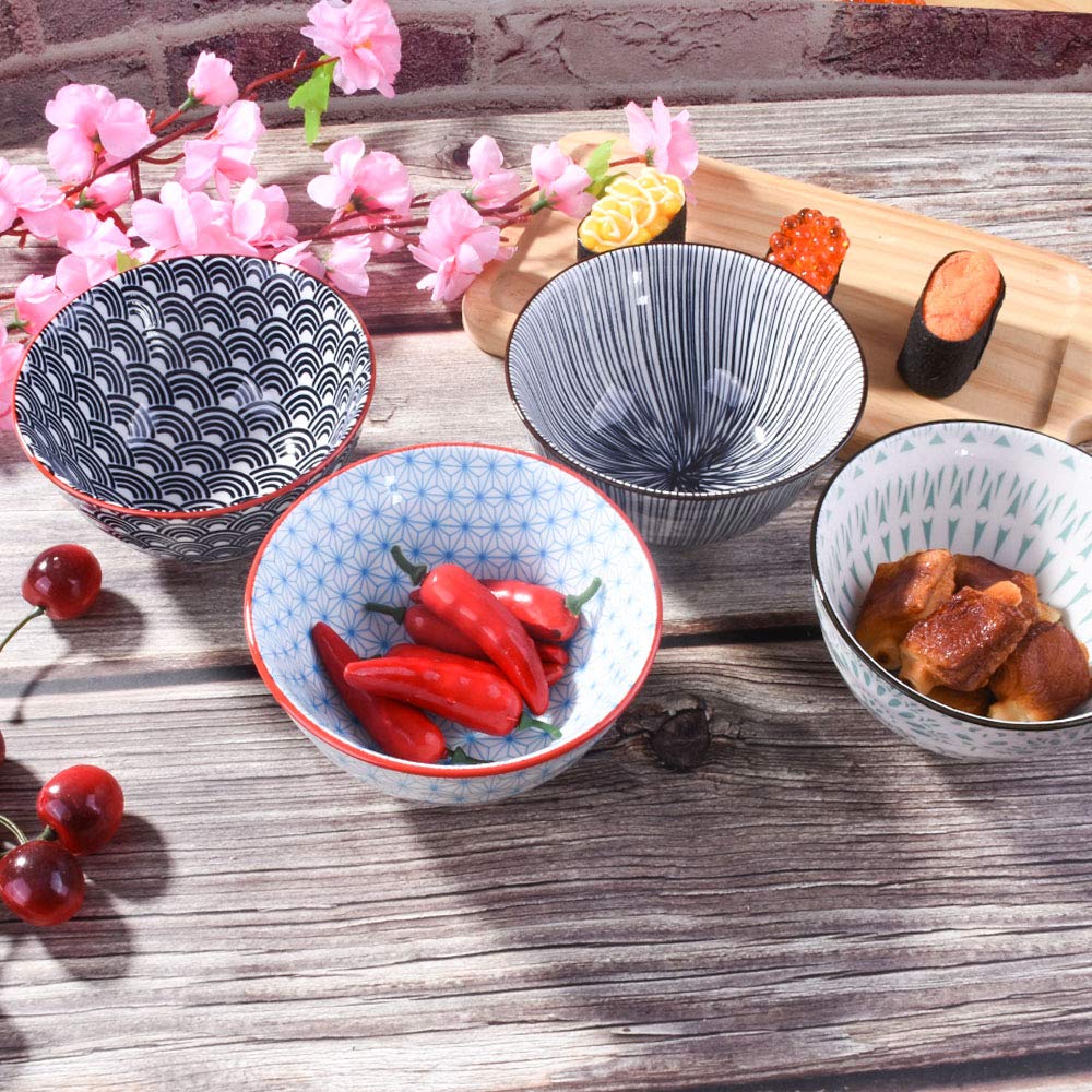 Japanese Rice Bowls Set Of 4, 4.5 Inch, Ceramic Rice Bowls Sushi Bowls Sauce Bowls
