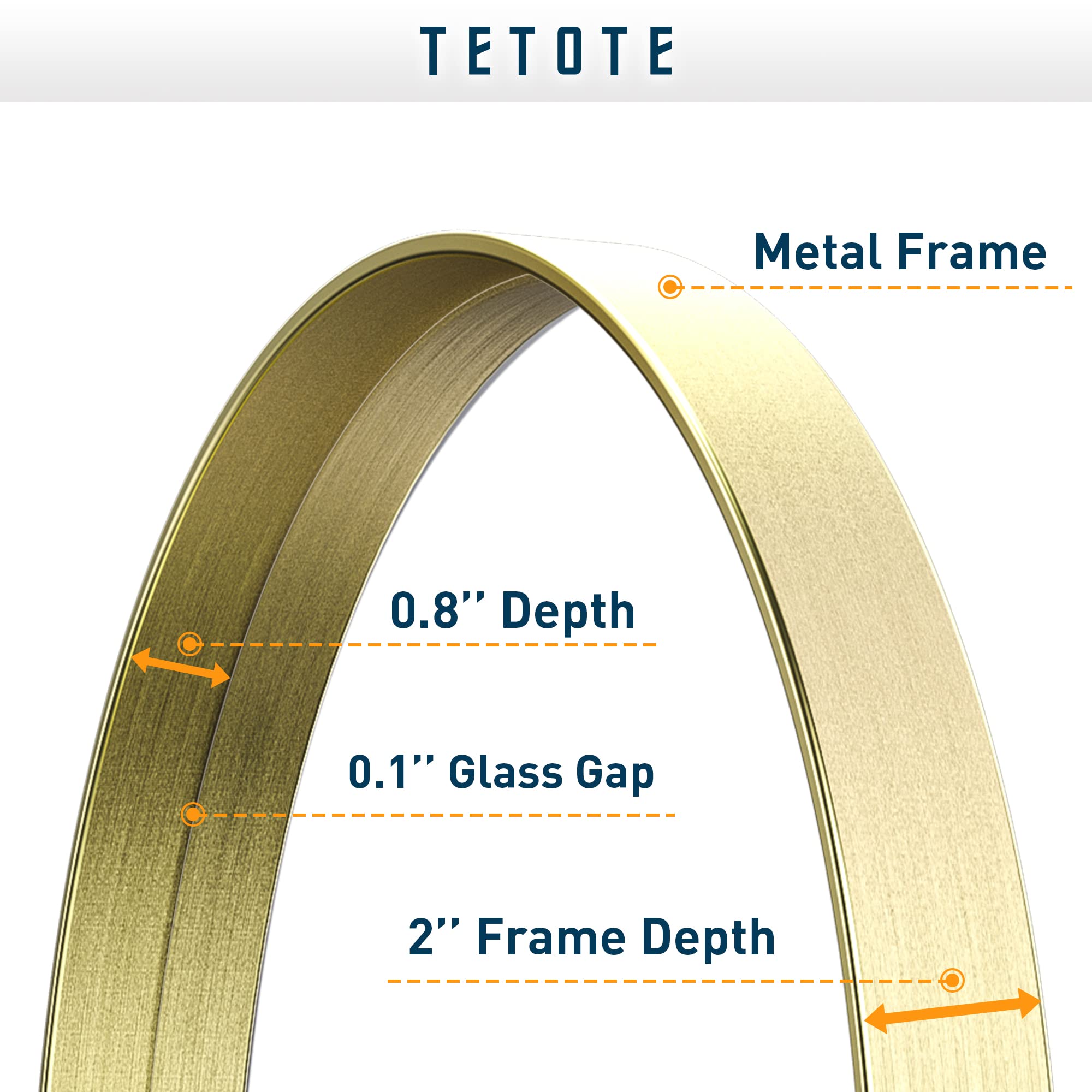Tetote Gold Round Mirror For Bathroom, 36 Inch Wall Mounted Circle Vanity Mirrors, Brushed Brass Gold Metal Frame Modern Decorat