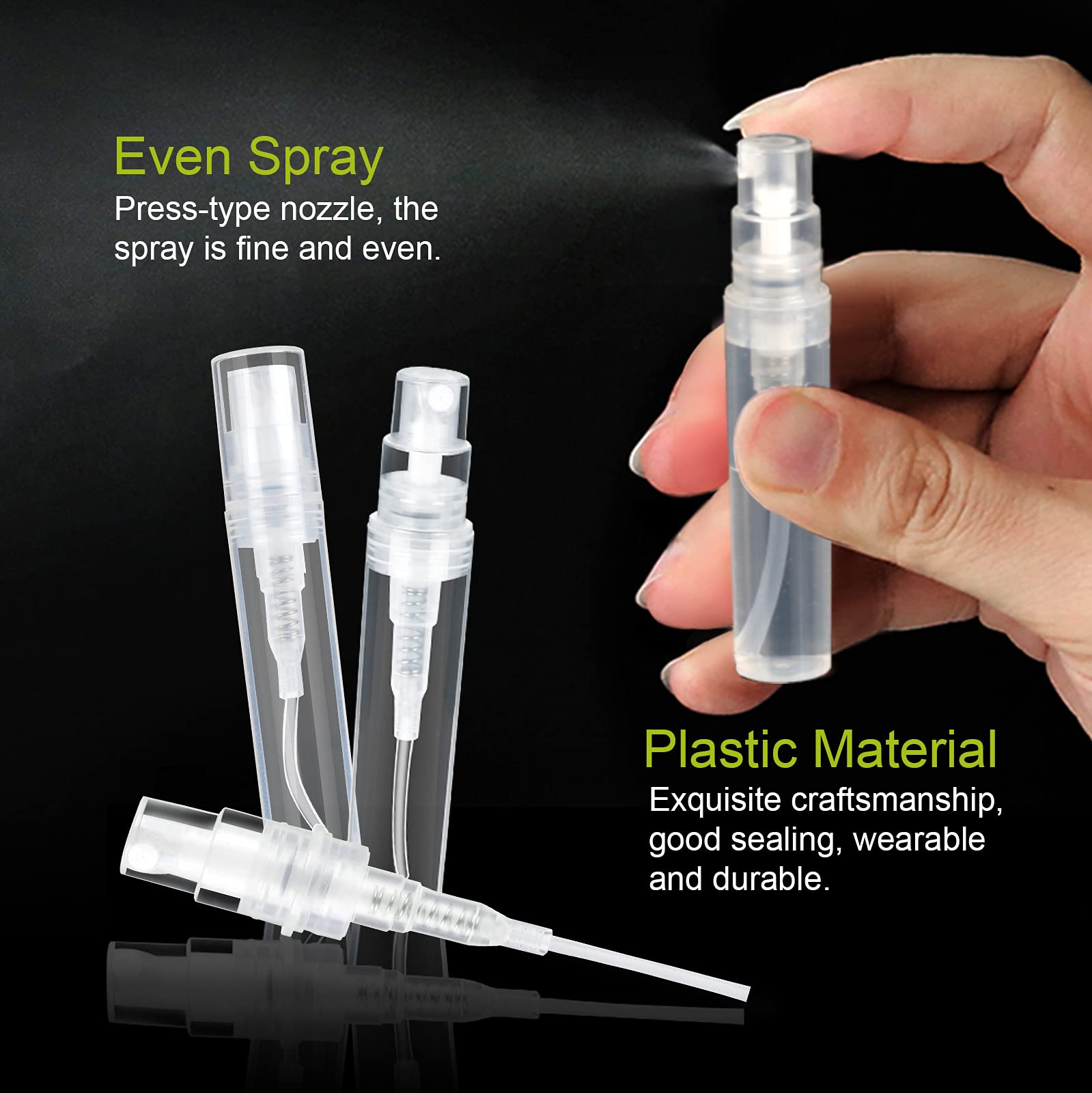 Fandamei 60 Pack 3ml Mini Clear Plastic Spray Bottle Empty Cute Perfume Atomizer for Cleaning  Travel  Essential Oils  Perfume.