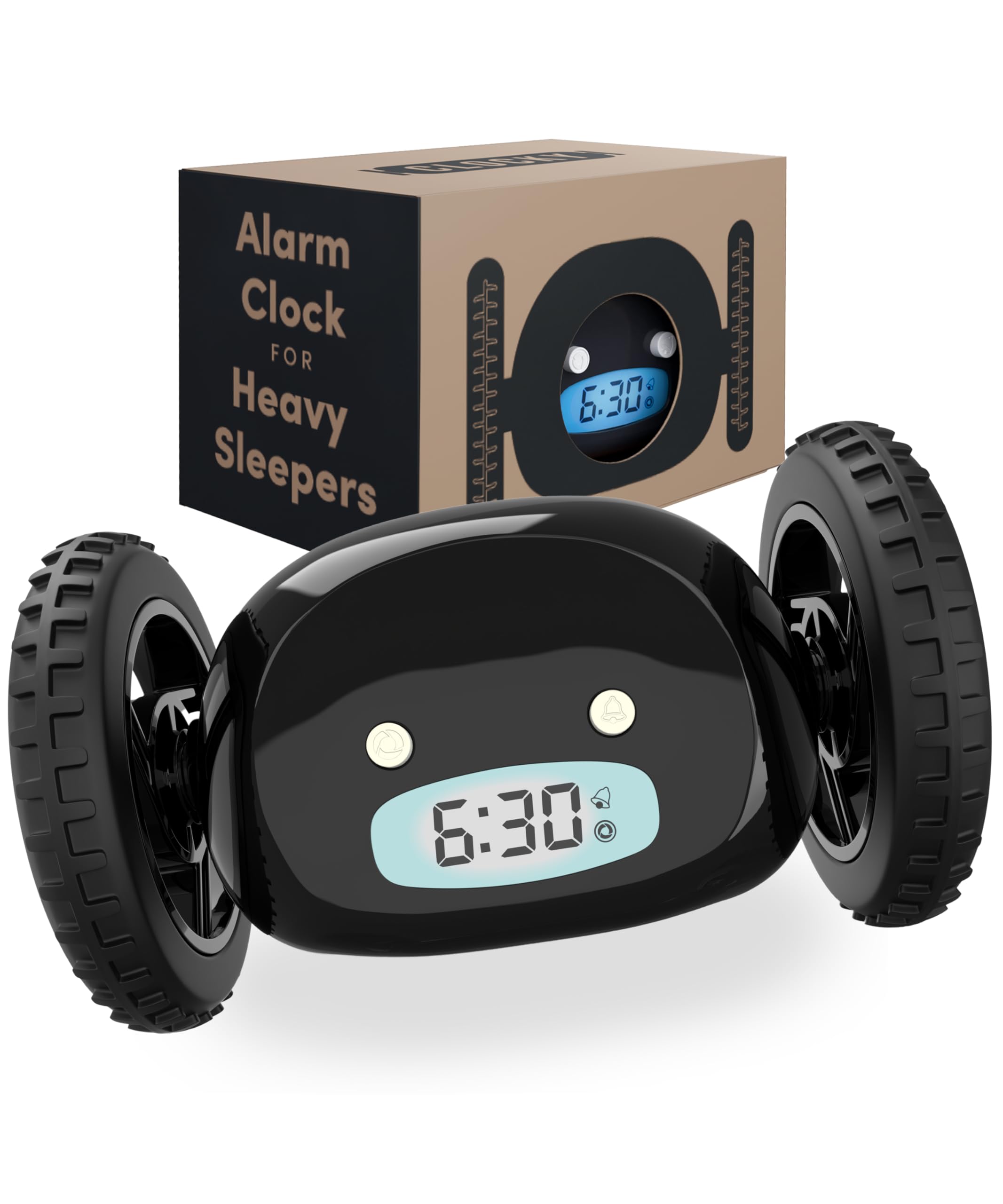 CLOCKY Extra Super Loud Alarm Clock for Heavy Sleepers Adults Kids Teens Bedroom, Move Jump Roll Run Away Easy to Set Smart Digi