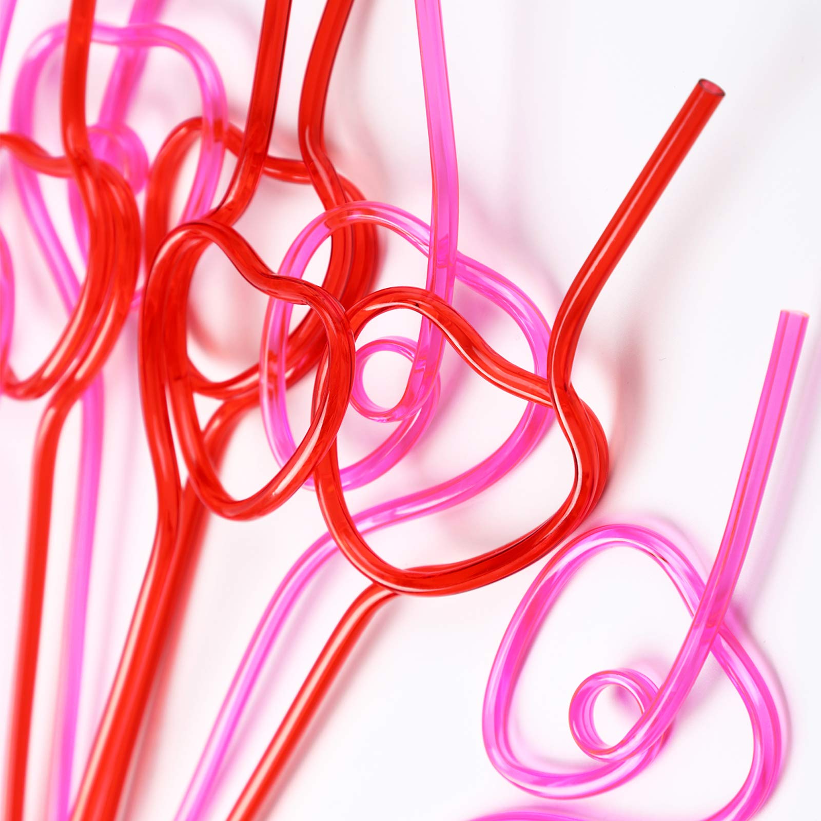 Valentines Day Party Supplies Straws - V-Day Drinking Plastic Crazy Loop Straw School Favors 36Ct