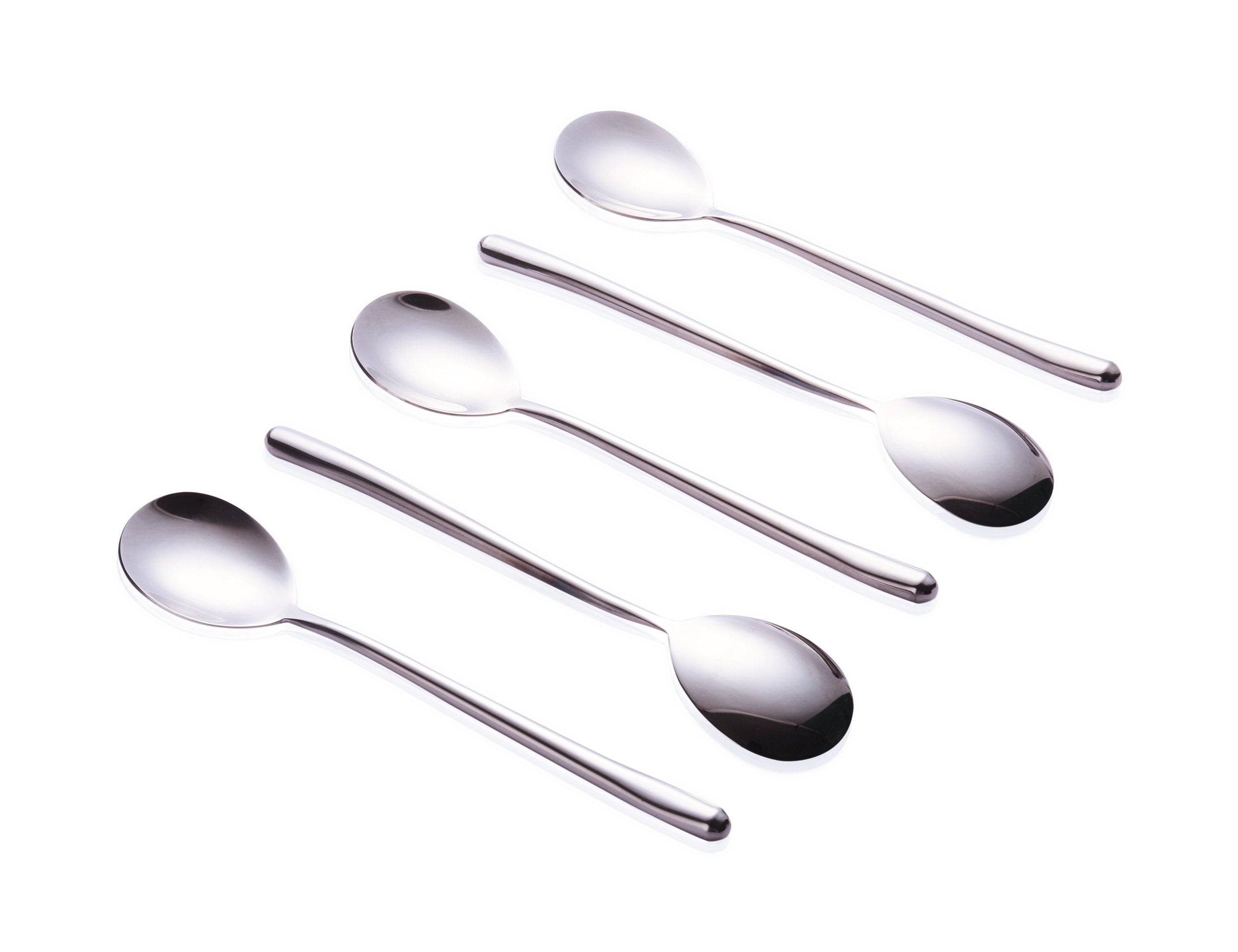 Miupoo Spoons,Stainless Steel Long Handled Soup Spoons,Silver,10 Piece (8.7X1.6 Inches)