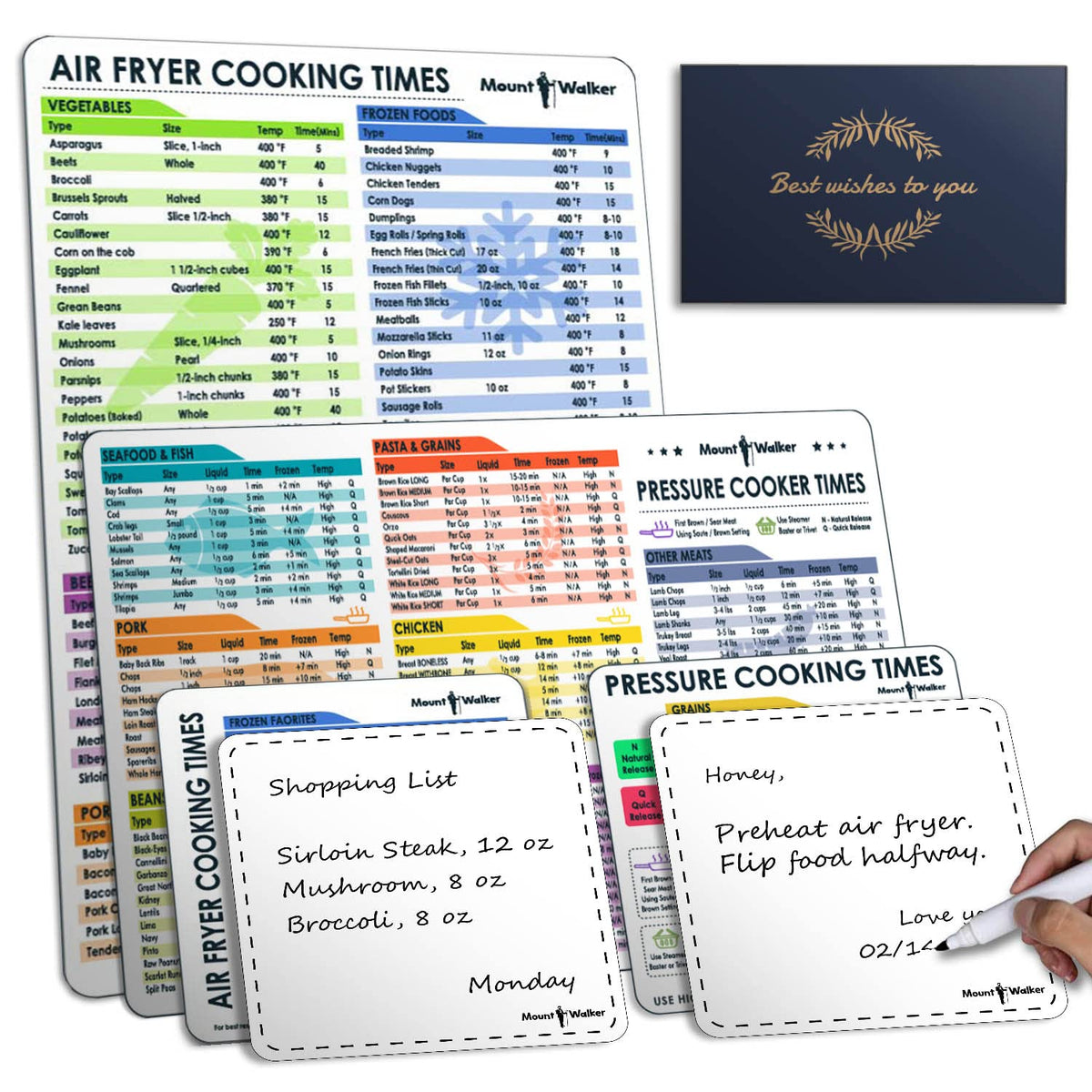 Mount Walker Air Fryer Magnetic Cheat Sheet Set And Instant Pot Cheat Sheet Magnet Set (2 Sets Of 6 Pcs), Instant Pot Accessorie