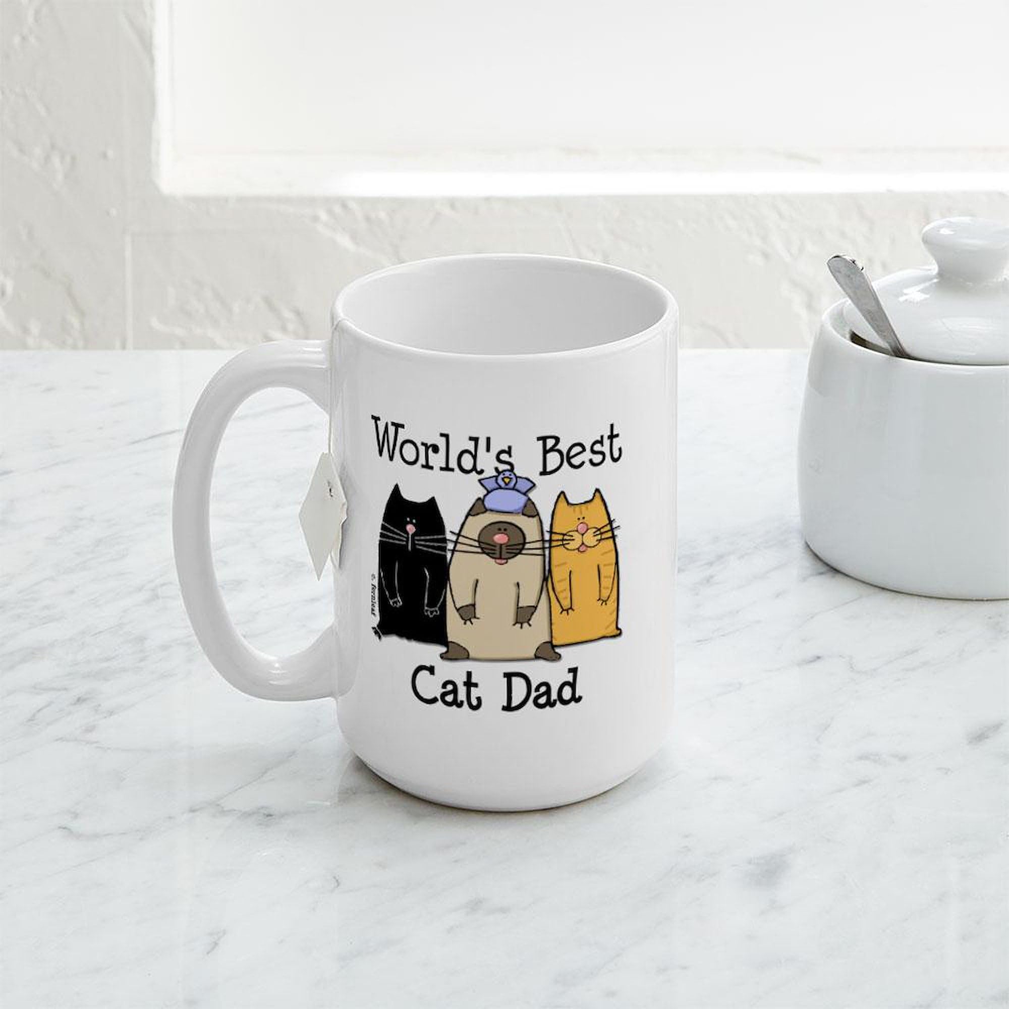 CafePress World's Best Cat Dad Large Mug 15 oz (444 ml) Ceramic Coffee Mug