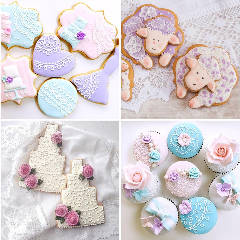 Ocmoiy 6 Pack Fondant Impression Mat  Fondant Mold Set  Embossed Retro Baroque/Paisley/Rose/Diamond/Lace Vine/Floral Vine Pattern Texture Mold for Chocolate Fondant Wedding Cake Decoration