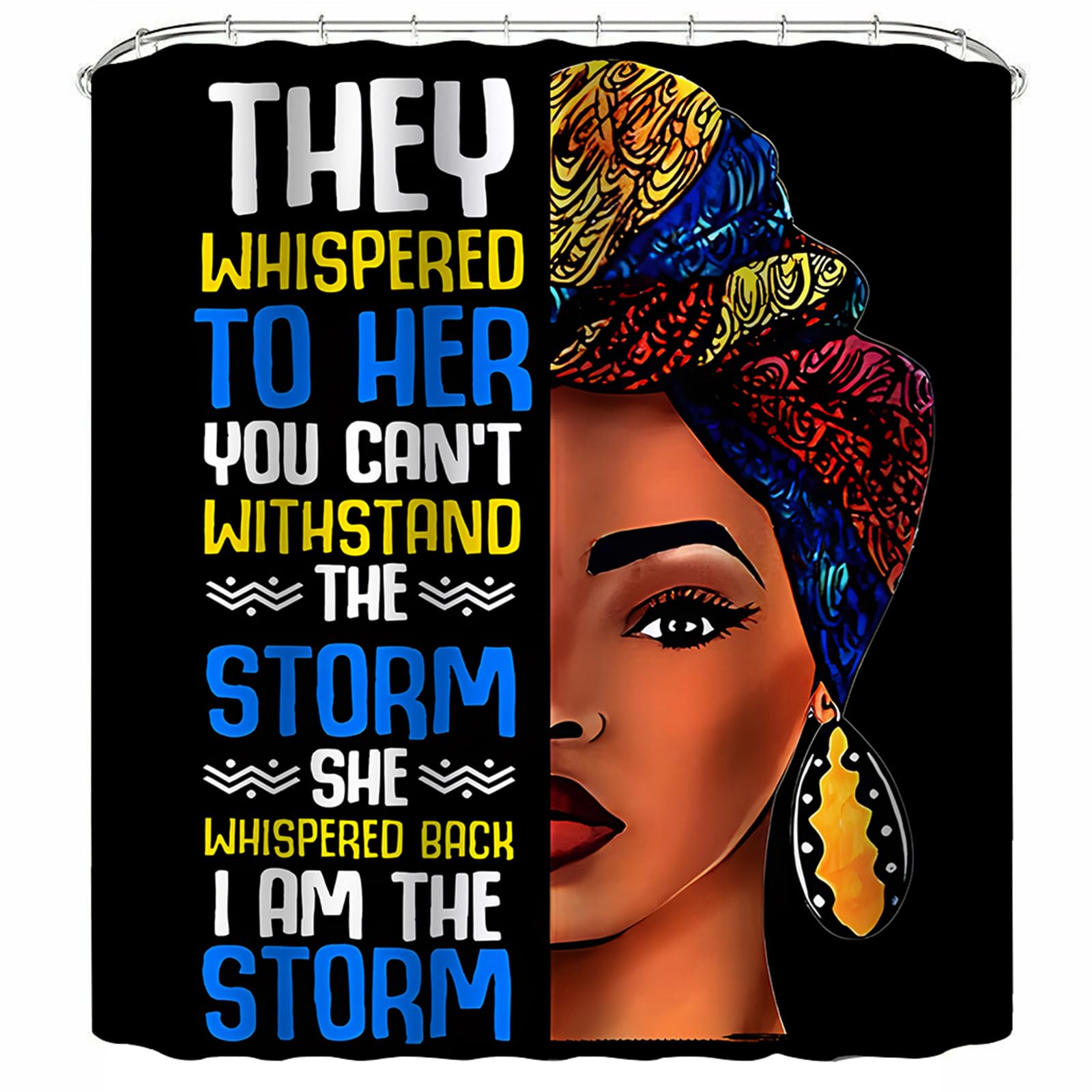 African Woman Shower Curtain Afro American Black Girl Fabric Shower Curtain Funny Shower Curtains Inspirational Quotes Waterproo