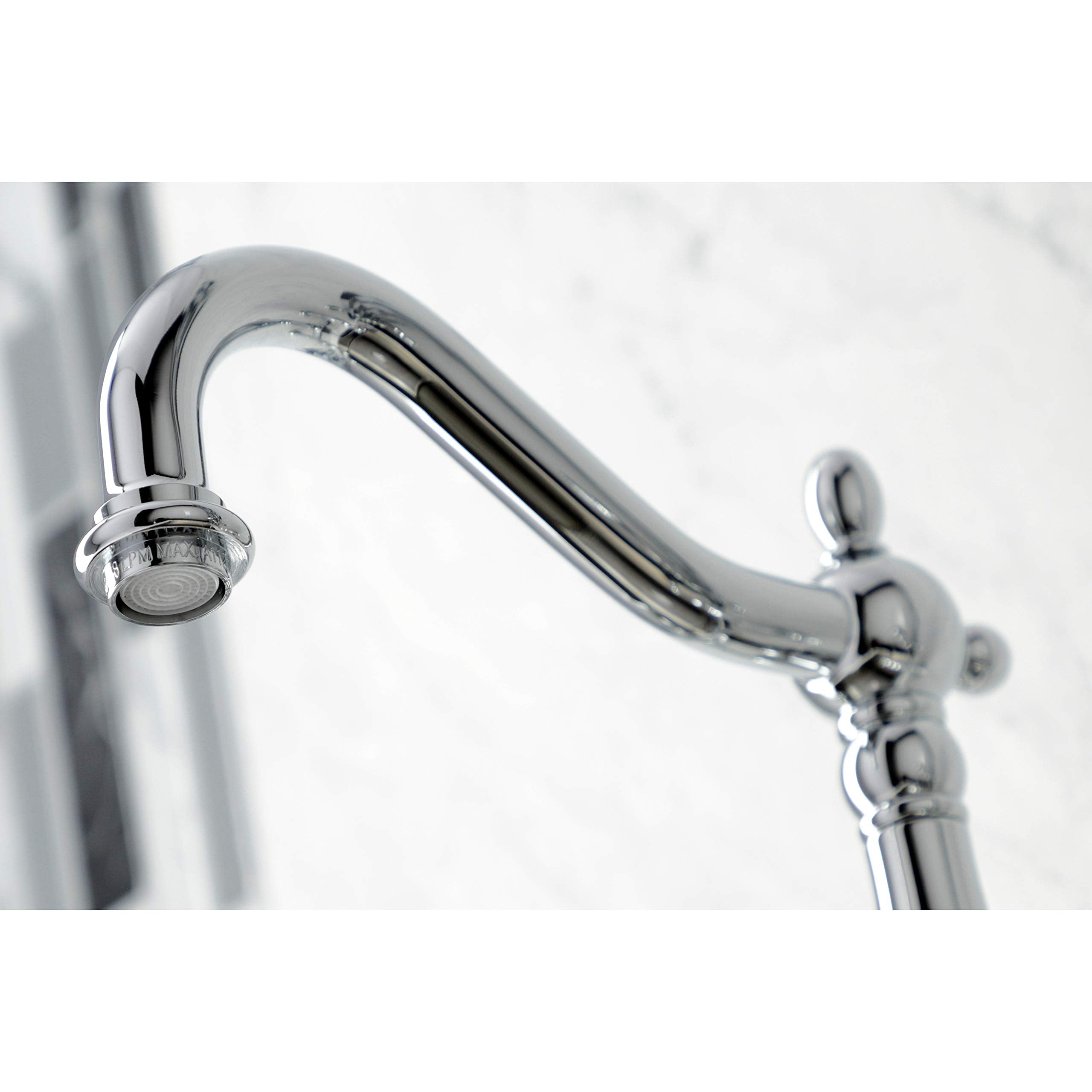 Kingston Brass KS1261PKLBS Duchess Wall Mount Bridge Kitchen Faucet with Brass Sprayer  Polished Chrome