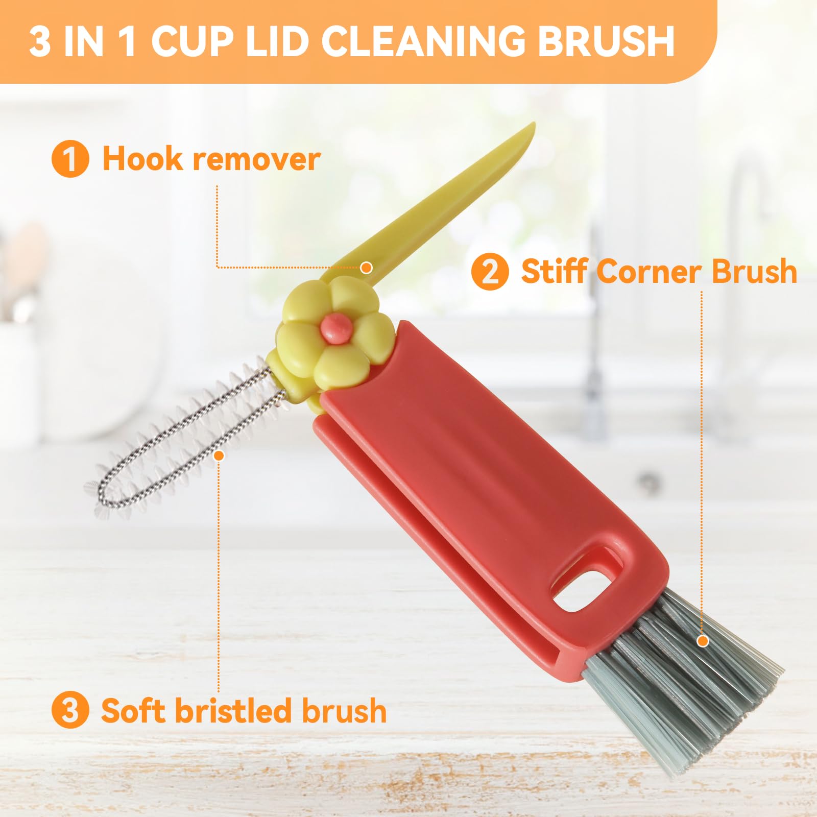 3 In 1 Cup Lid Gap Cleaning Brush Set, Multifunctional Bottle Cleaning Brush, Cup Lid Gap Cleaner, Home Kitchen Crevice Cleaning