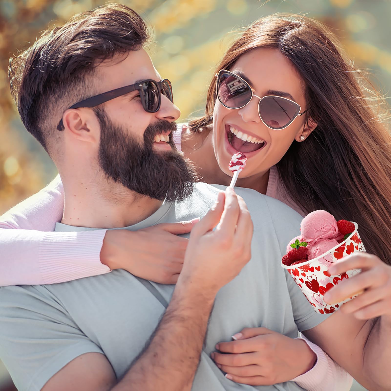 Howaf 24Pcs Valentine'S Day Party Supplies Ice Cream Bowls, Valentine Day Disposable Treat Snack Cups For Sundae Hot Or Cold Foo