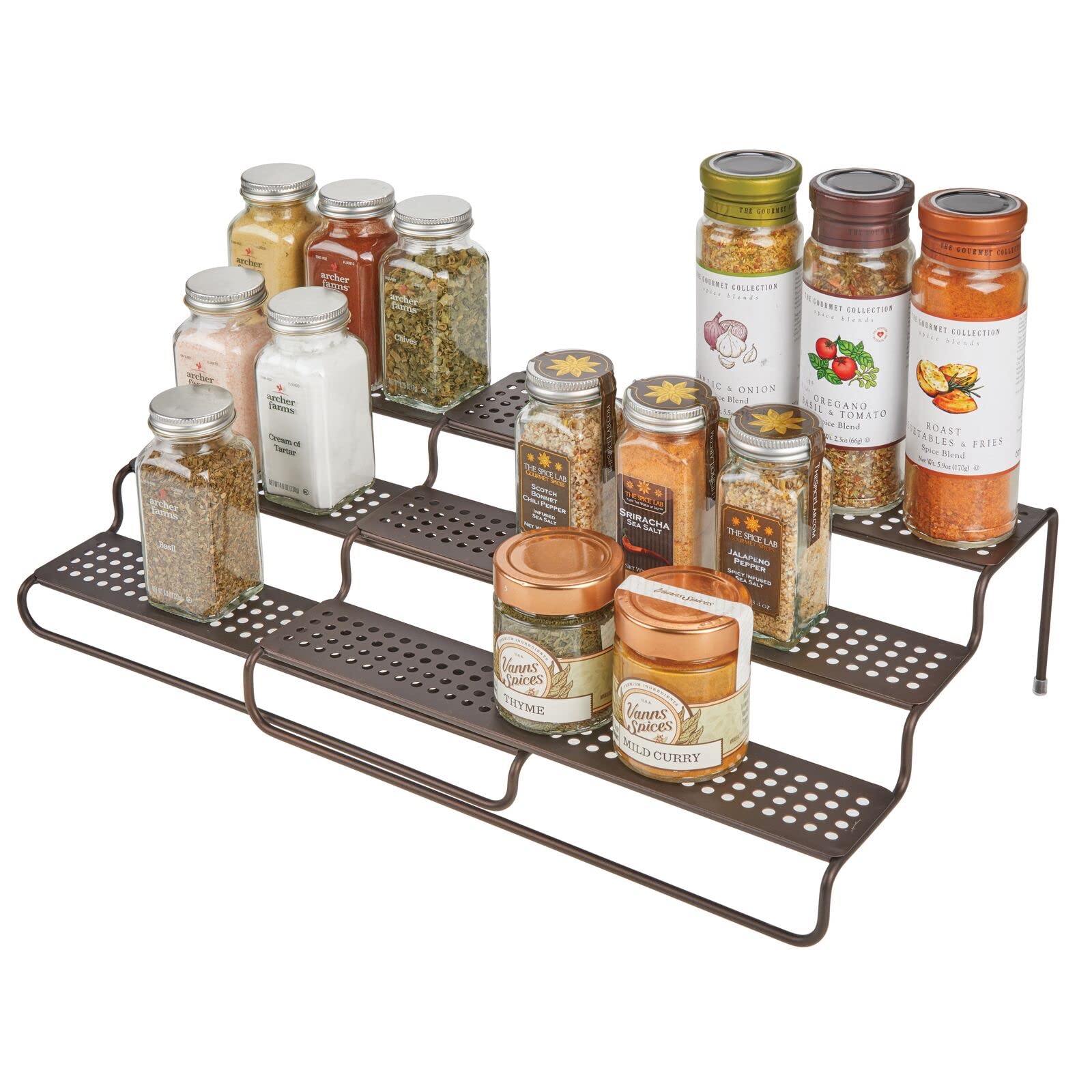Mdesign Adjustable, Expandable Metal Wire Kitchen Spice Rack - Storage Organizer Holder For Cabinet, Cupboard, Pantry, Or Counte