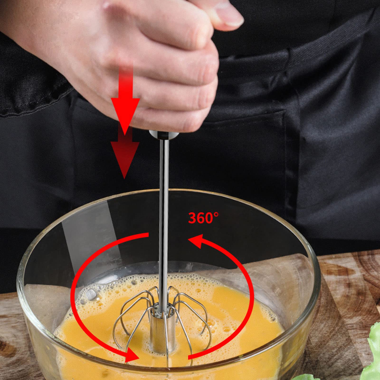 Stainless Steel Semi-Automatic Egg Whisk - 3Pcs Hand Push Rotary Whisk Blender (Purple)