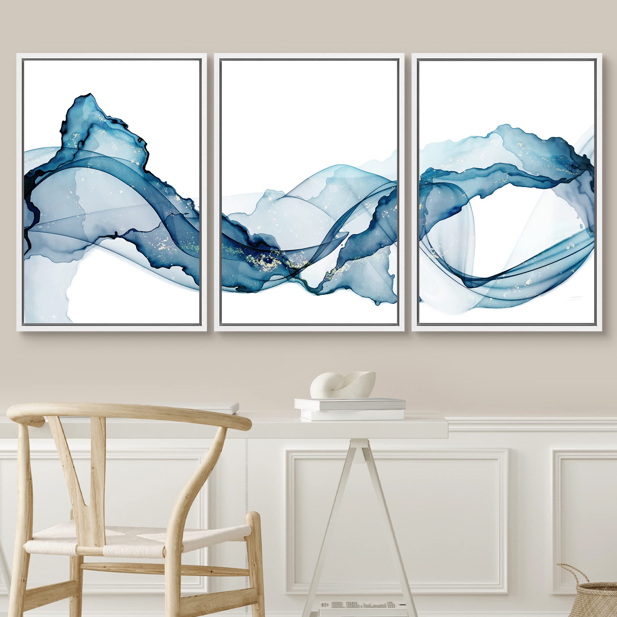 Signwin Framed Canvas Print Wall Art Vibrant Pastel Minimal Smoke Wave Landscape Abstract Shapes Illustrations Minimalism Decora