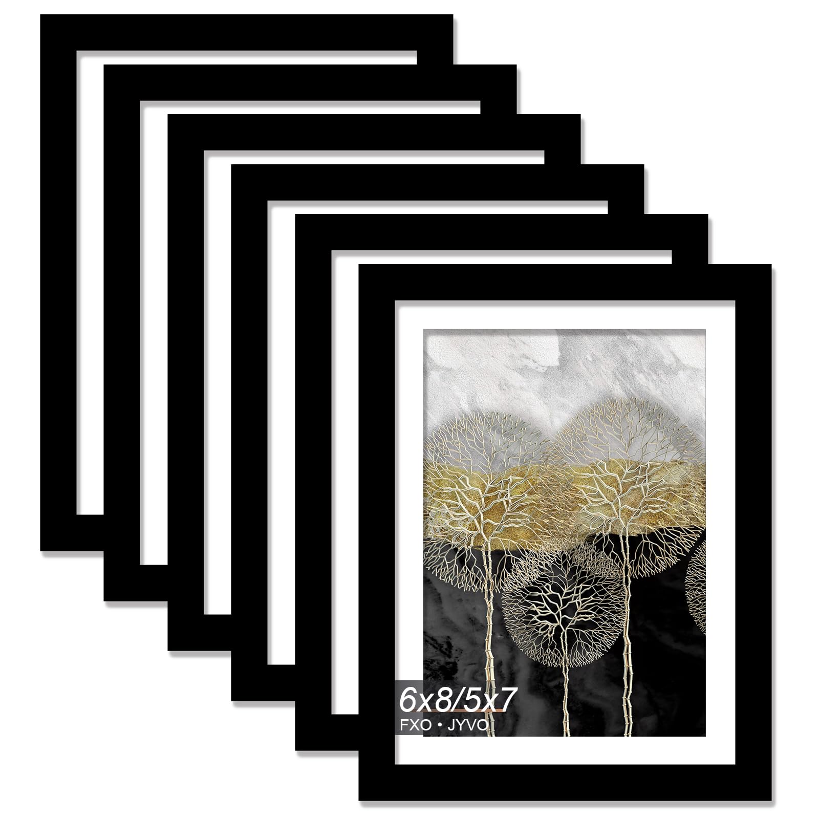 Fxojyvo 6x8 Picture Frame Set of 6, Display Photo 5x7 with Mat or 6 x 8 Without Mat, Light Weight and High Transparent 6 by 8 Fr