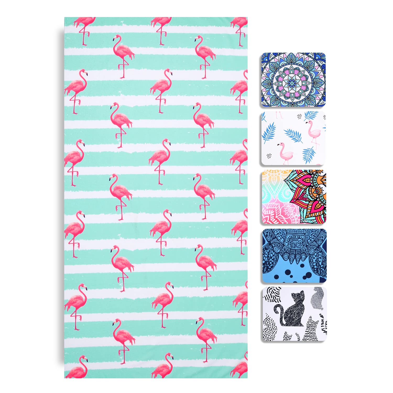 Livilan Blue Flamingo Beach Towel For Girls Kids, 30   X60    Microfiber Thin Soft Bath Swimming Pool Travel Towel, Oversized Qu