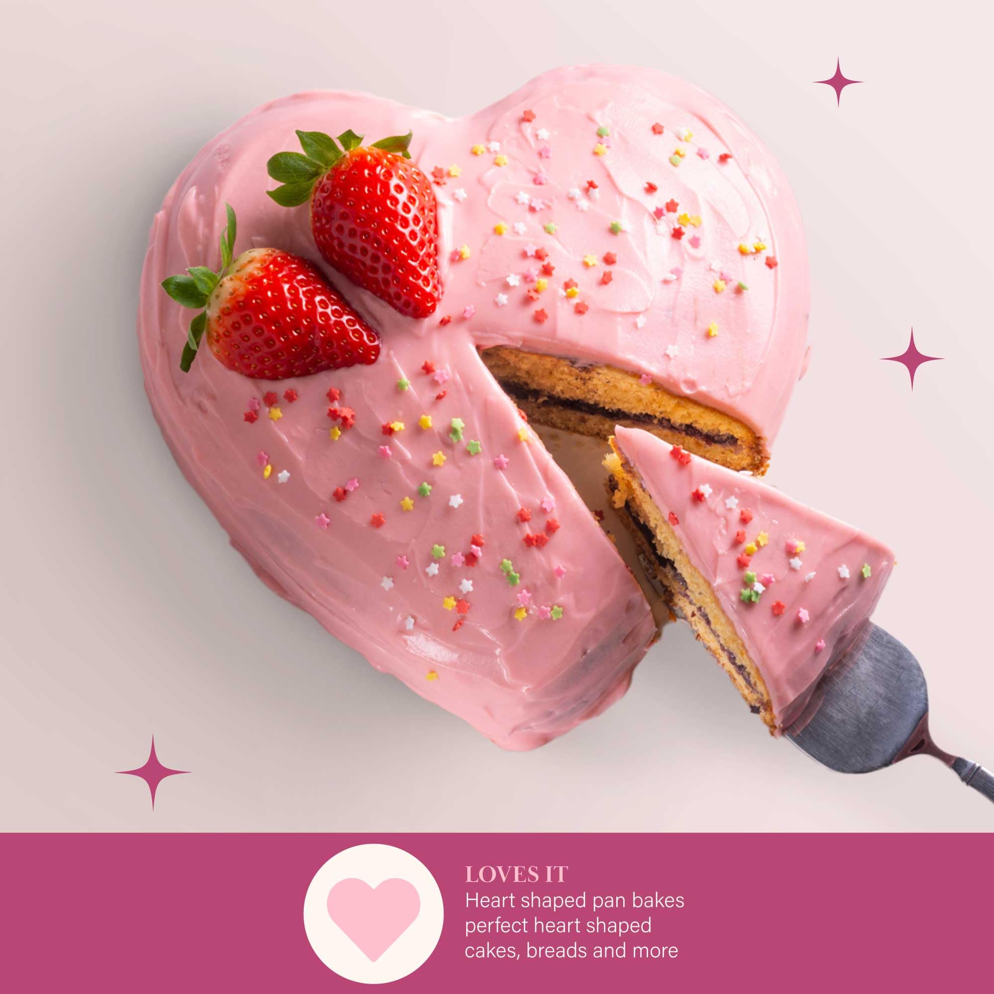 Paris Hilton Heart Shaped Bakeware Set, Carbon Steel, 6-Piece, Dishwasher Safe, Pink