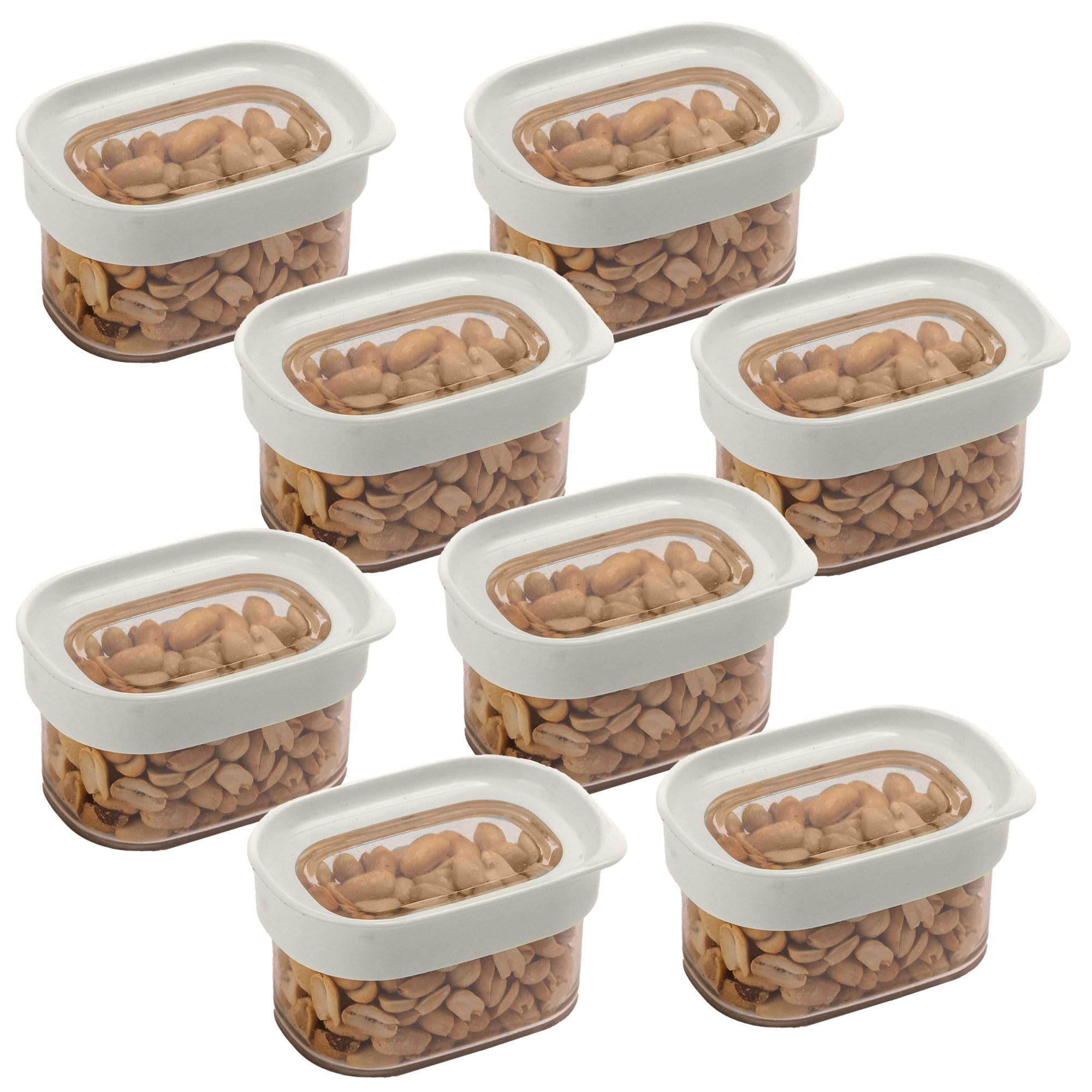 Stacpro Airtight Kitchen Containers 180 Ml, White Pack Of 8 | Bpa Free, Multipurpose Stackable Jar, Modular Storage, Pantry Orga