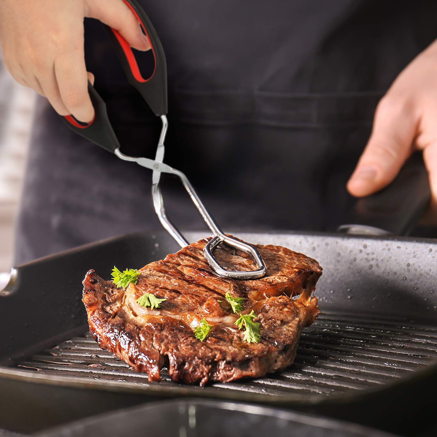 3 Pack Stainless Steel Scissor Tongs 9/11/ 12 Inch Cooking Scissor Tongs Kitchen Baking Bread Food Tong Barbecue Grilling Tongs