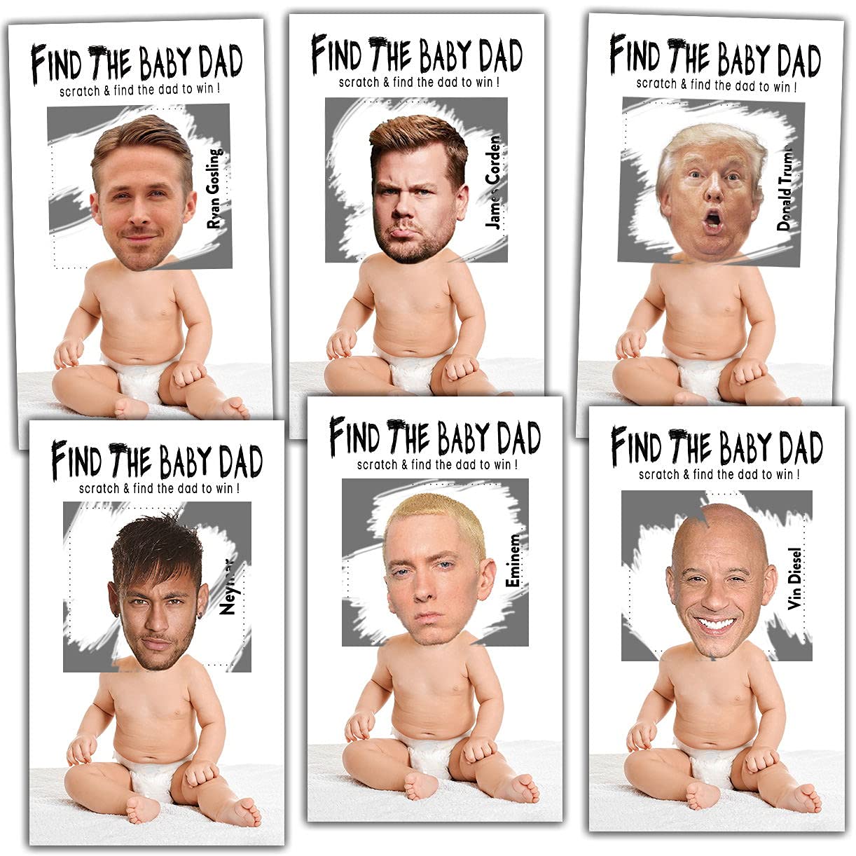 Baby Shower Games - Find The Baby Dad Scratch Off Celebrity Cards, Baby Shower Party Games Supplies - 36 Cards(Ba01-Bair)