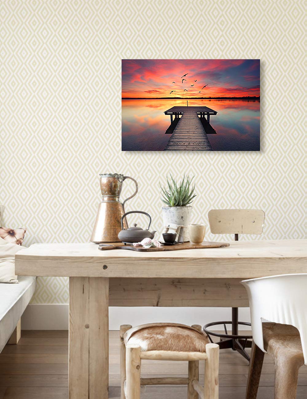 Ipic - Our Own Sunset Personalized Artwork With Names, Customized Gift For Anniversary, Giclee Canvas Wallart. 18X12