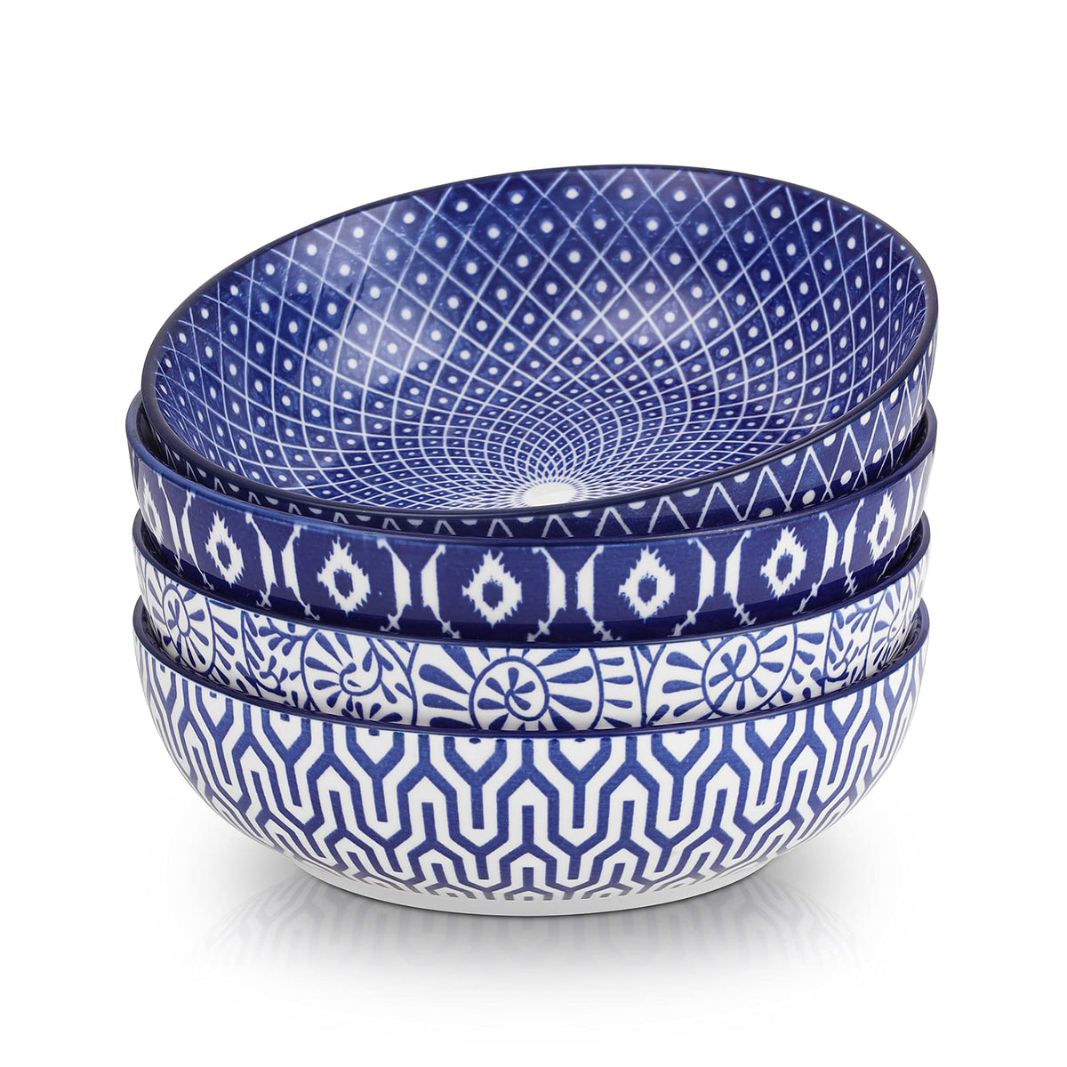 Selamica Ceramic 30 Ounce Large Pasta Bowls 8 Inch Serving Bowls Wide And Shallow Microwave Dishwasher Safe Bowls Set Of 4, Vint