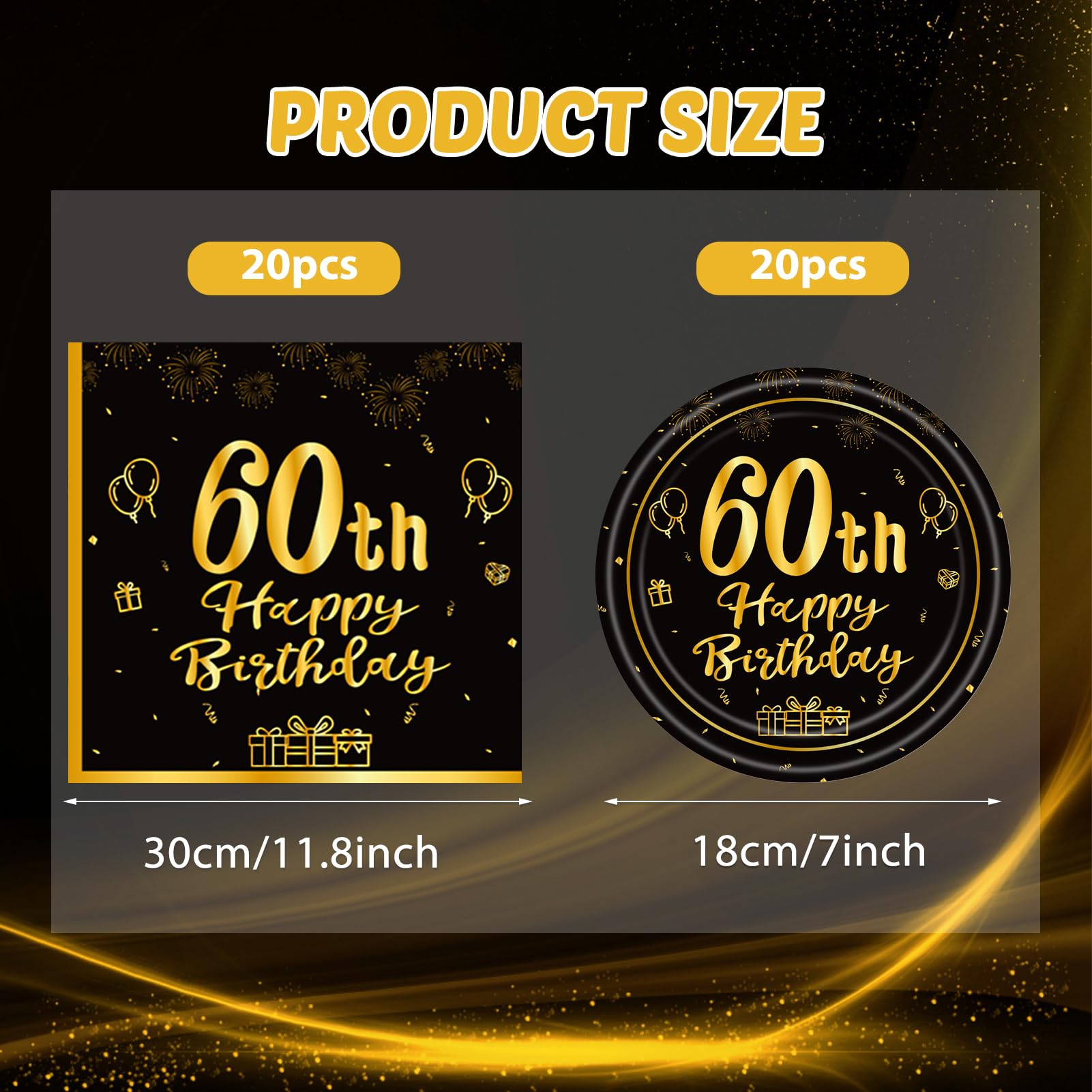 40Pcs 60Th Birthday Party Decorations 60Th Theme Birthday Party Tableware Vintage 1964 Party Supplies 60 Year Old Birthday Party