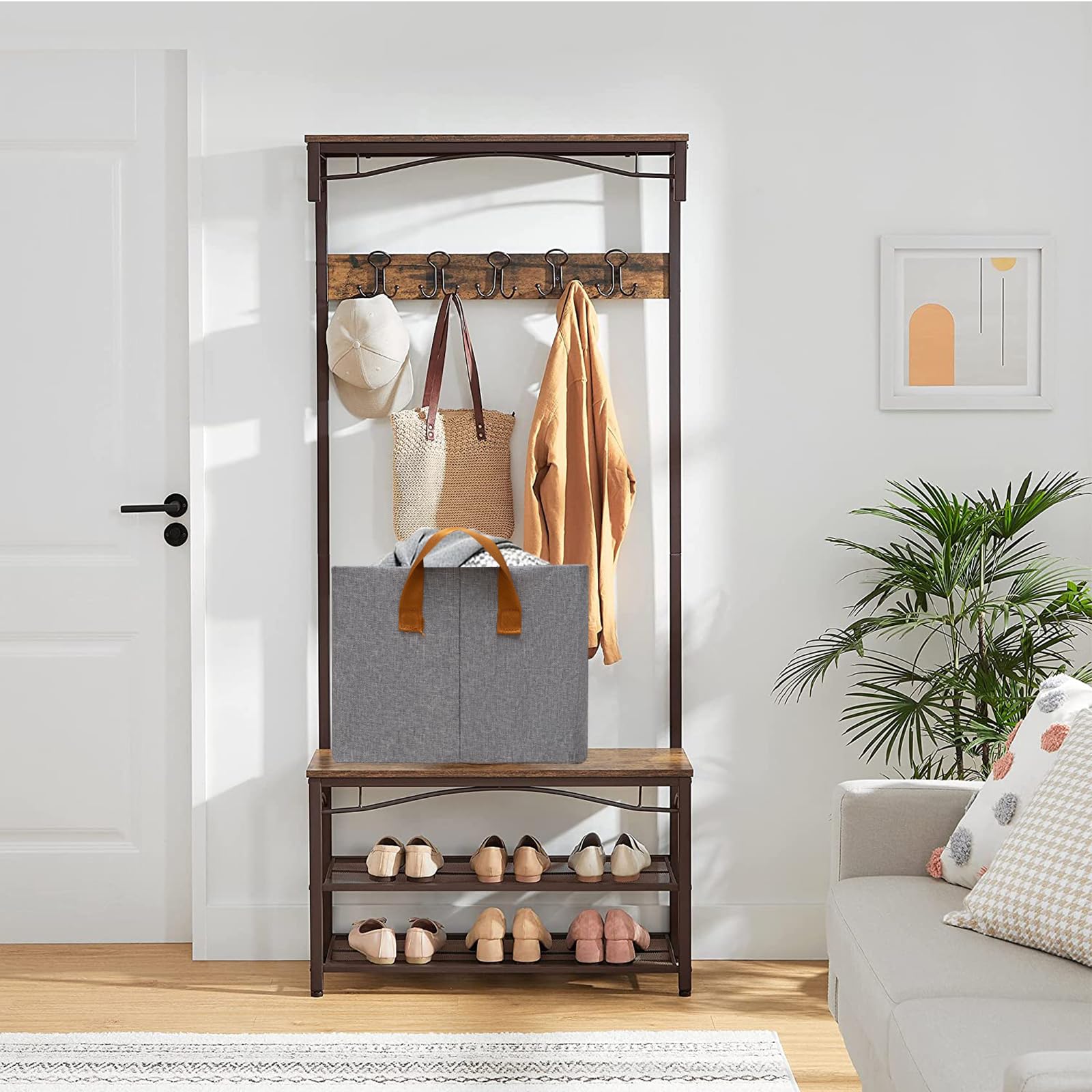 Closet Cloth Storage Bins For Shelves,4 Pack Storage Baskets For Shelves, Large Linen Bins For Closet Organization With Handles(