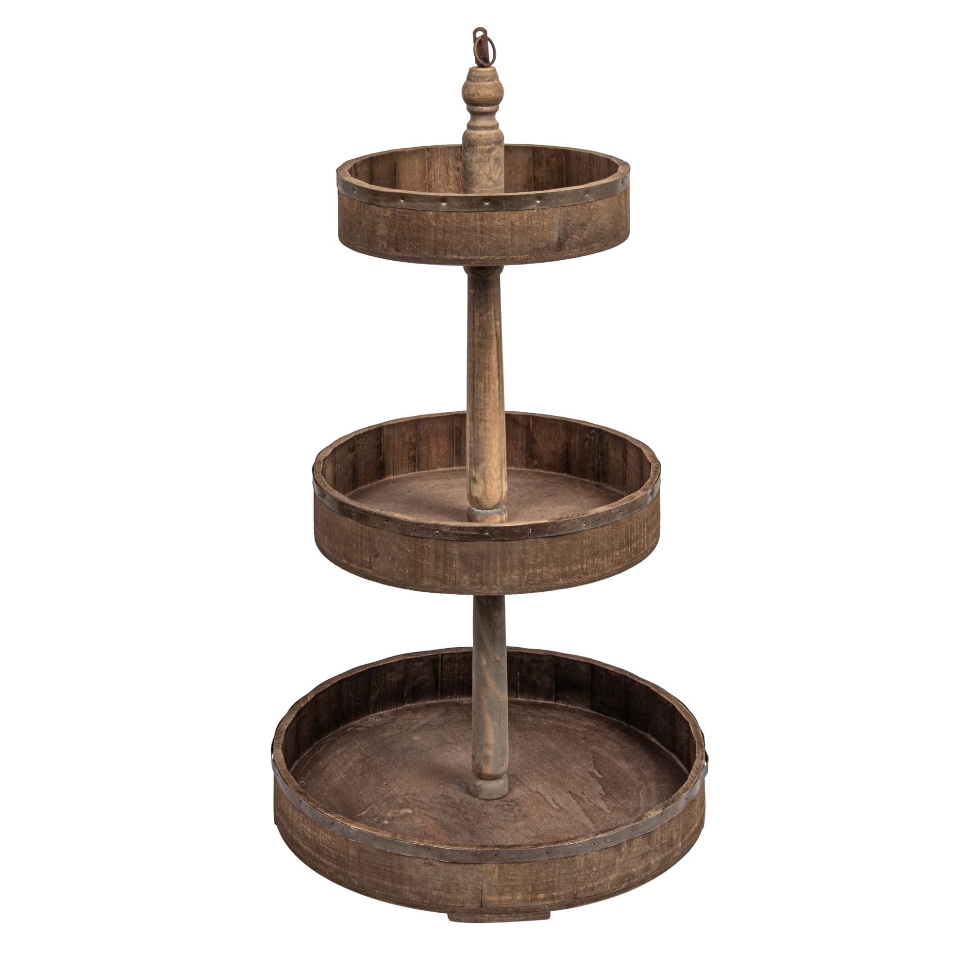 Decorative Wood & Tin 3 Tier Tray