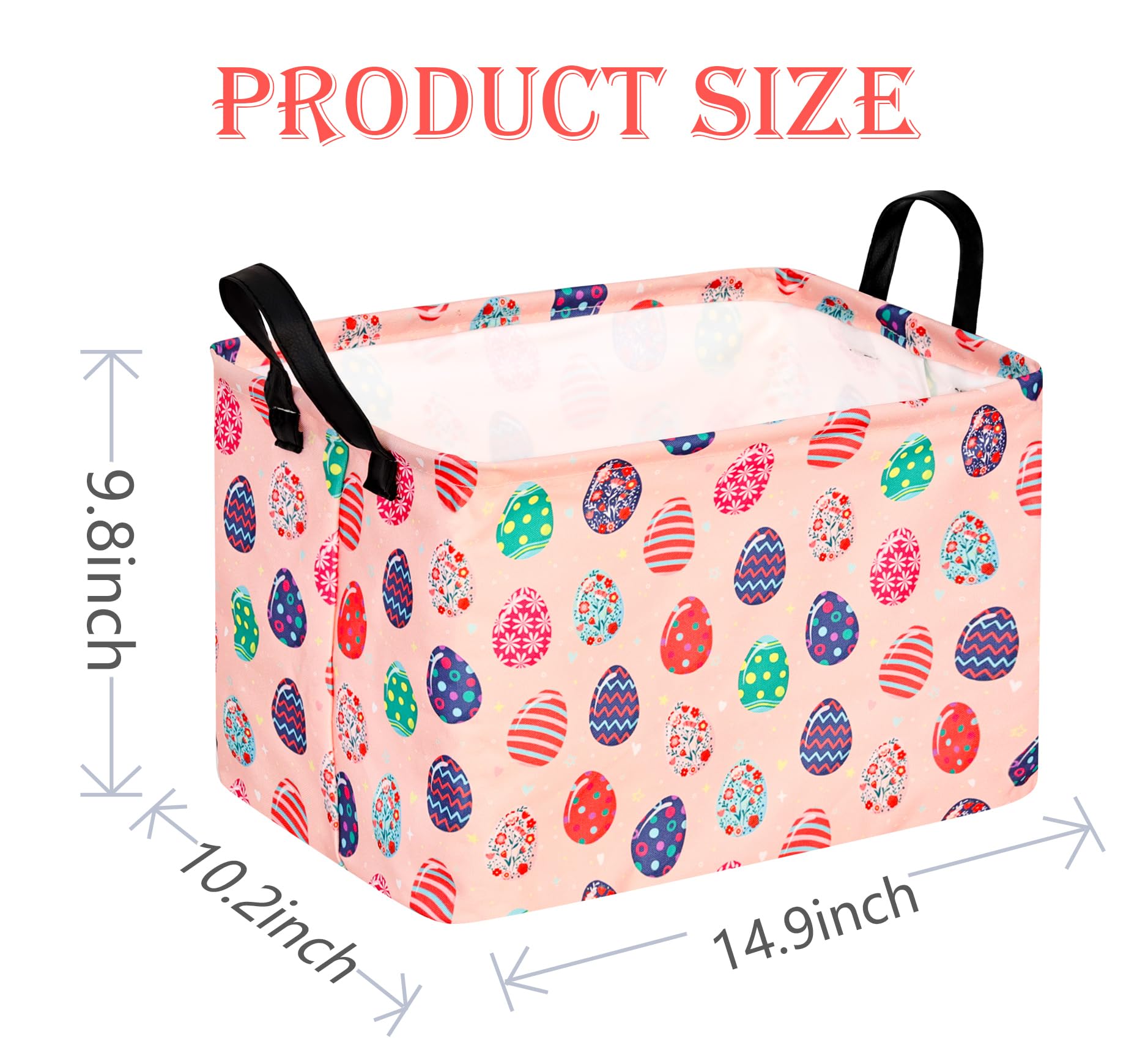 Acmuuni Easter Eggs Gift Rectangle Shelf Basket Clothes Laundry Storage Box Toys Storage Bins, Bunny Basket For Kids,Laundry Ham