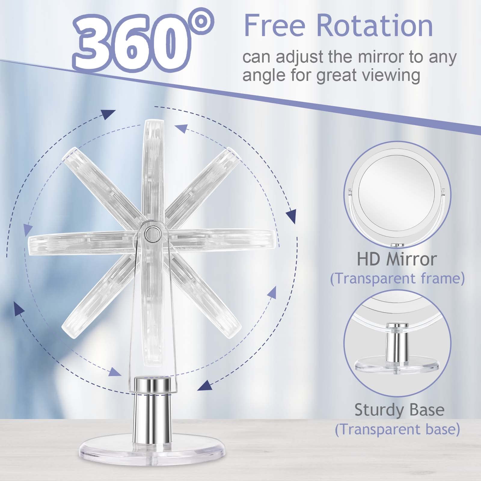 CLSEVXY Vanity Mirror Makeup Mirror with Stand  1X/15X Magnification Double Sided 360 Degree Swivel Magnifying Mirror  6.25 Inch Portable Table Desk Counter top Mirror Bathroom Shaving Mirror