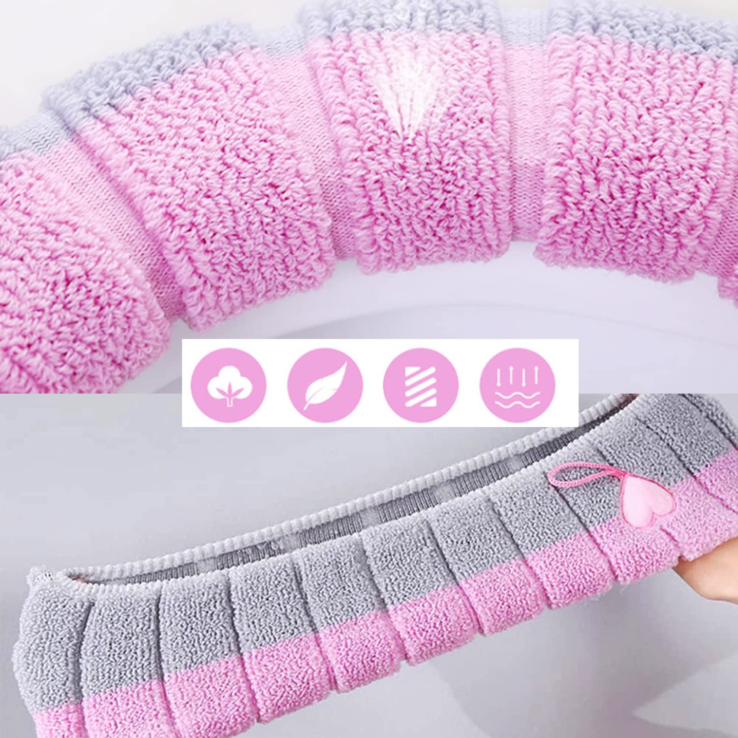 4 Pieces Toilet Seat Pad Toilet Seat Covers With Handle Soft Bathroom Toilet Lid Cover Cushion Thicker Stretchable Washable Univ