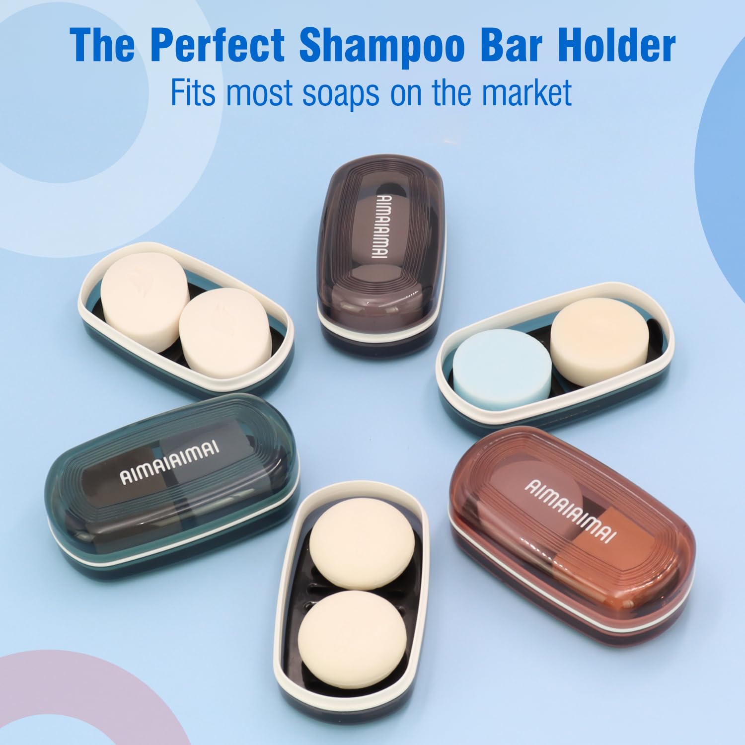 Aimaiaimai Shampoo Bar Holder, Travel Soap Container, Large Soap Box, Soap Dish With Draining Layer, Soap Case For Bathroom, Tra