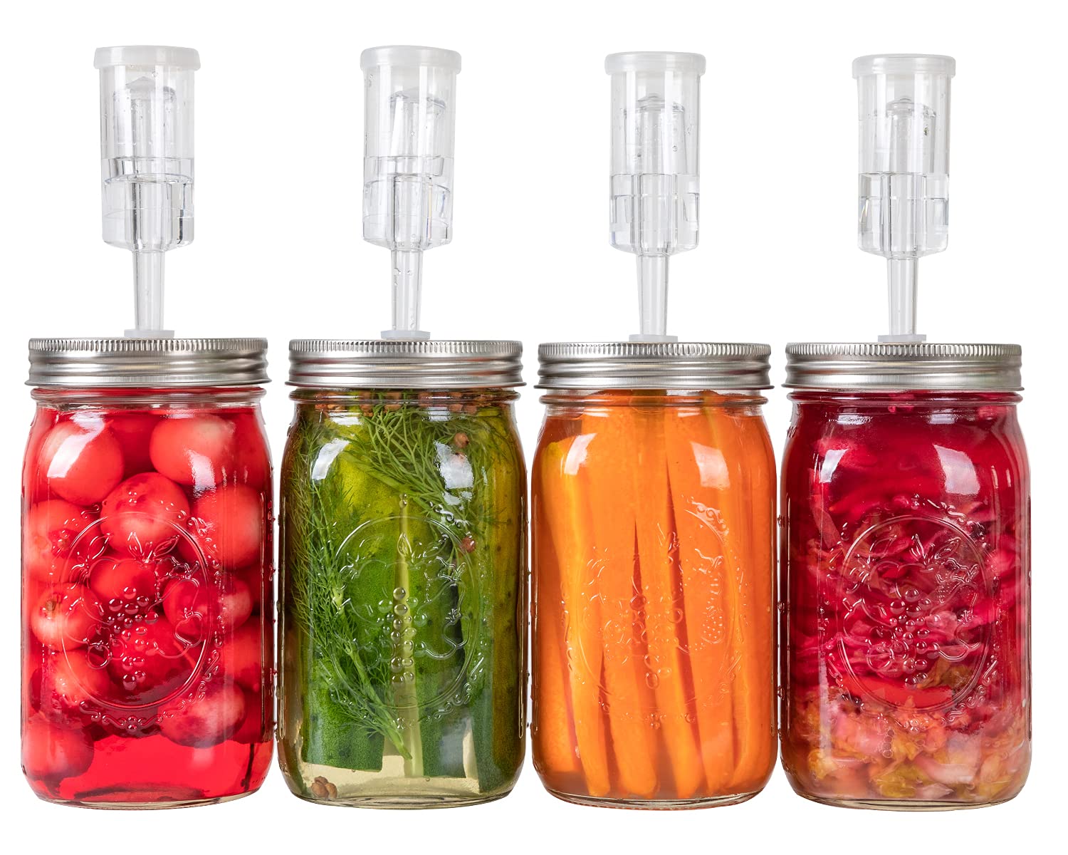 Jillmo Fermentation Kit, Stainless Steel Fermenting Kit For Wide Mouth Mason Jars (No Jars)