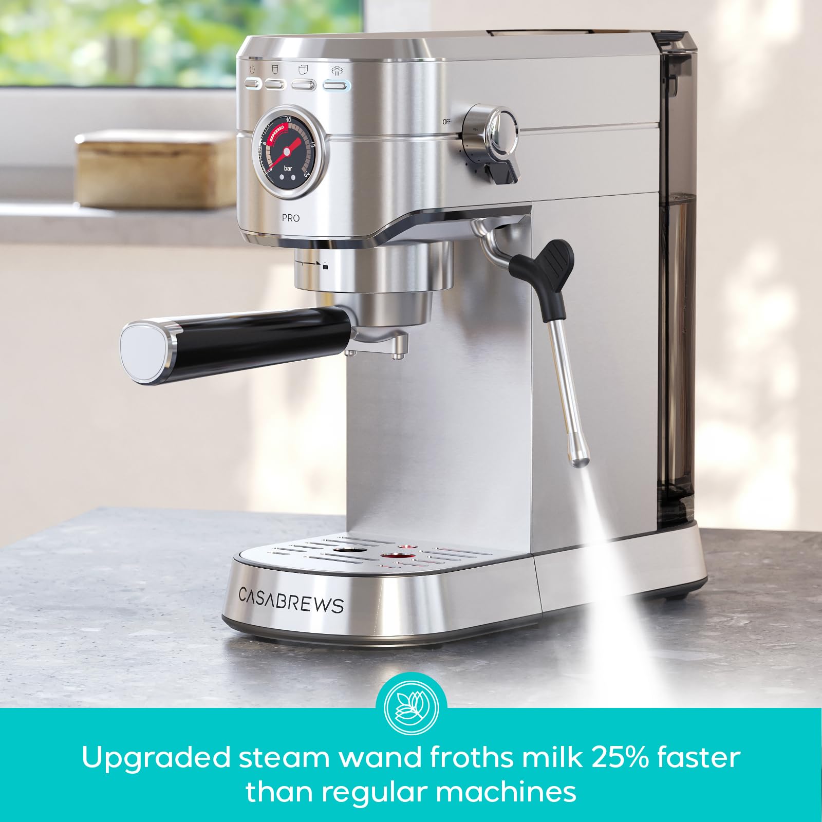 CASABREWS 5418 PRO Espresso Machine 20 Bar, Upgraded Espresso Maker with Powerful Steam Milk Frother, Stainless Steel Coffee Mac