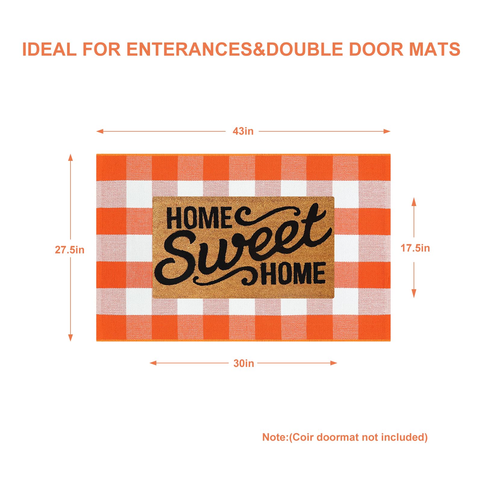 KIMODE Halloween Door Mat Outdoor 27.5 x43 , Fall Decor Buffalo Plaid Outdoor Rug,Farmhouse Checkered Layered Welcome Door Mat f