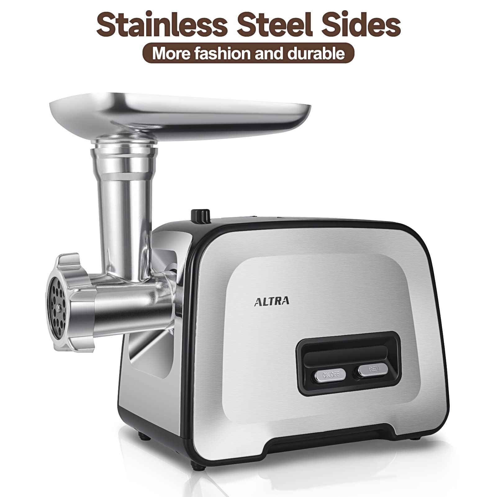 ALTRA LIFE Meat Grinder  Sausage Stuffer  [2800W Max] Electric Meat Mincer with Stainless Steel Blades & 3 Grinding Plates Sausage Maker & Kubbe Kit for Home Kitchen & Commercial Using (MG090-S)