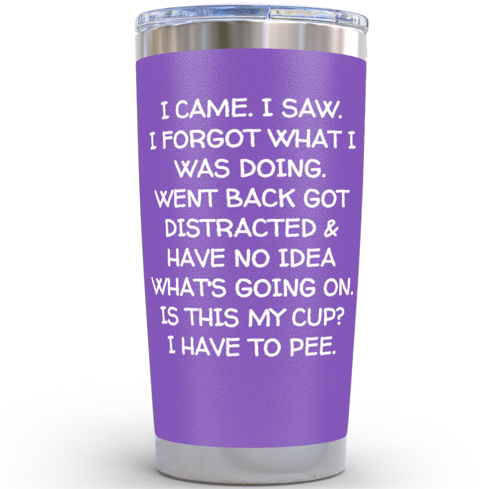 KLUBI Fun Birthday Gifts for Women - I Came I Saw I Forgot Tumbler 20oz Purple Drinking Cups for Elderly Senior Citizen Tumbler 