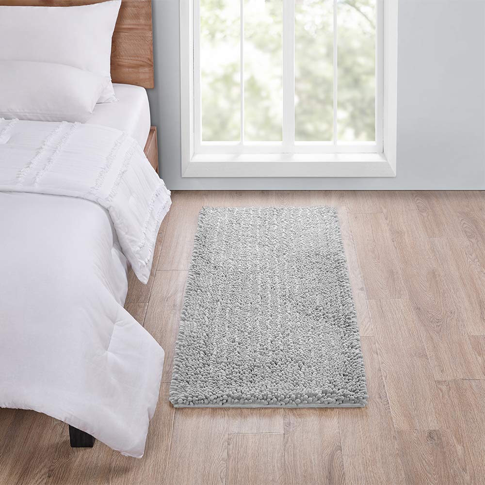 Walensee Large Bathroom Rug Non Slip Bath Mat (72X24 Inch Light Grey) Water Absorbent Super Soft Shaggy Chenille Machine Washabl